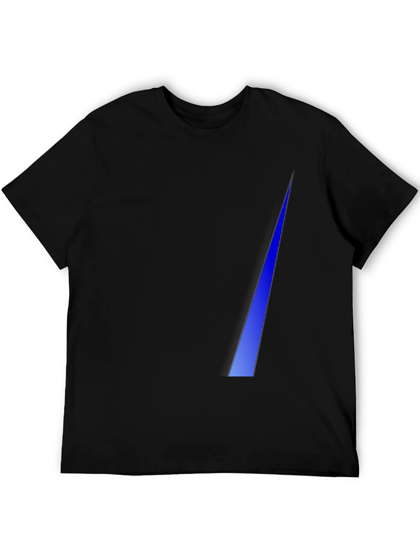 Modern Black Tee with Geometric Blue Stripe Design