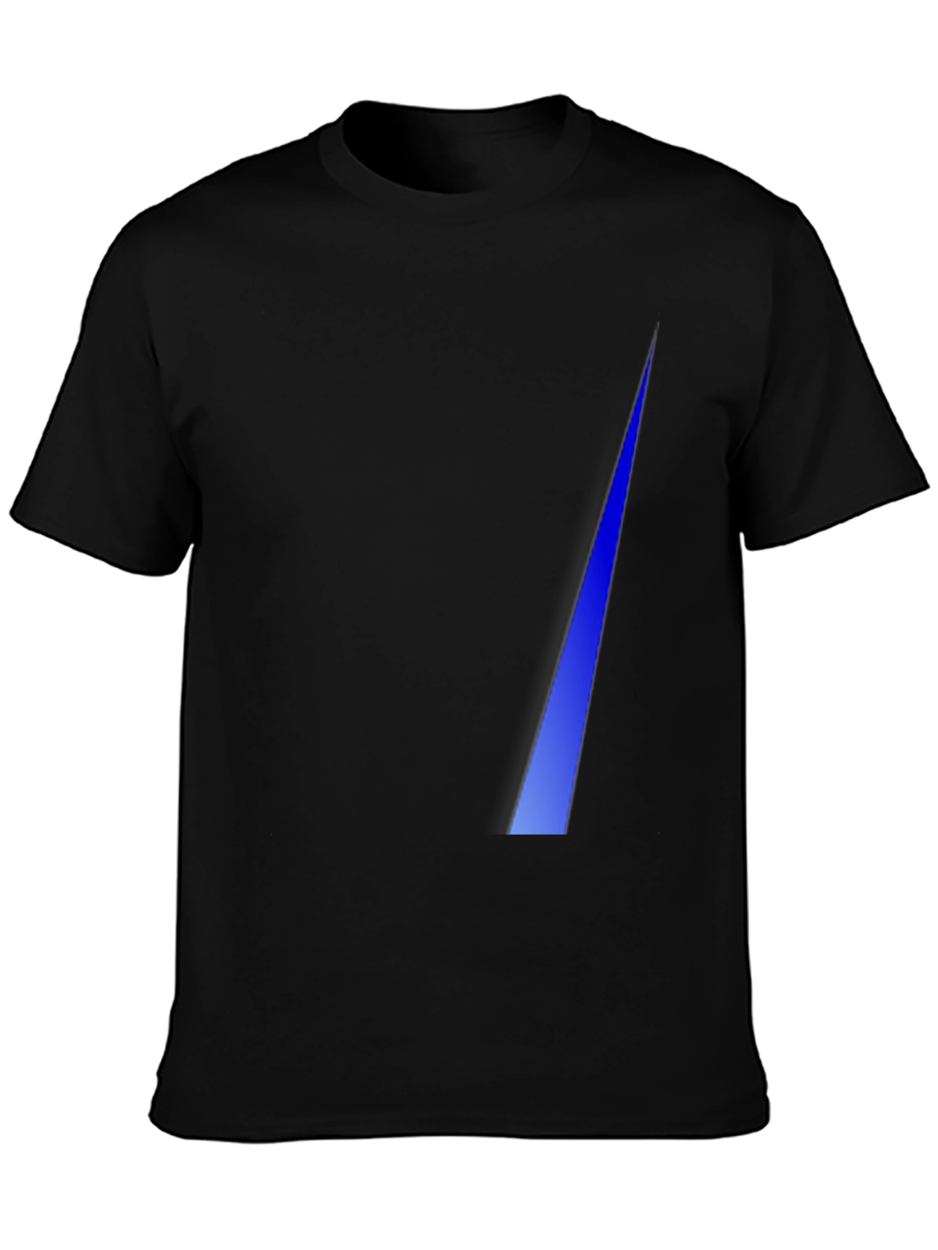 Modern Black Tee with Geometric Blue Stripe Design