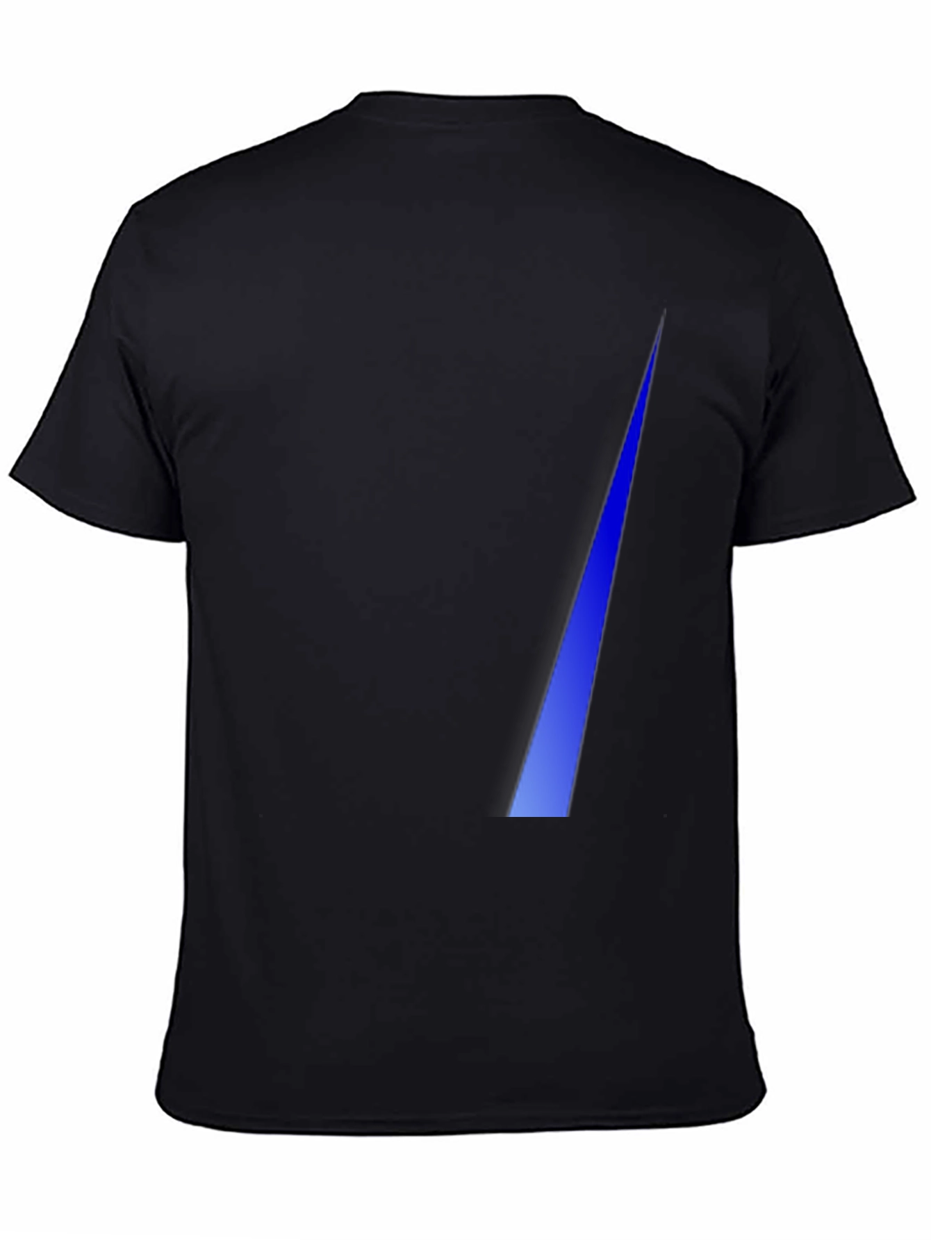 Modern Black Tee with Geometric Blue Stripe Design