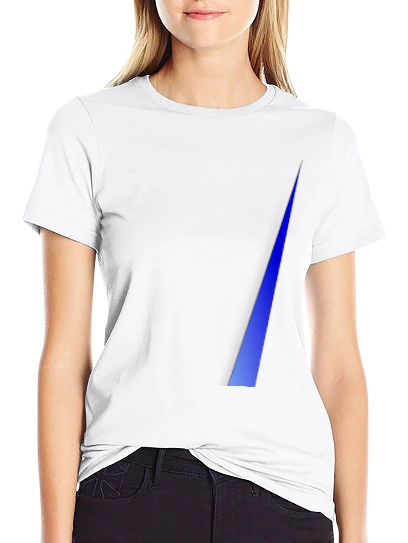 Modern Black Tee with Geometric Blue Stripe Design