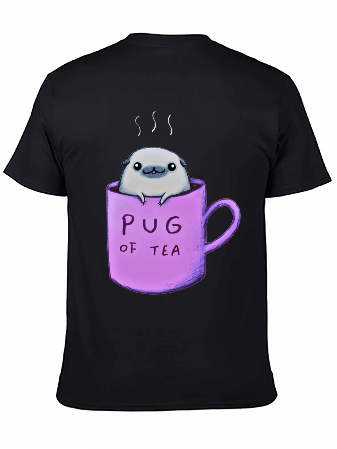 Pug of Tea Graphic T-Shirt - Black Cotton Tee