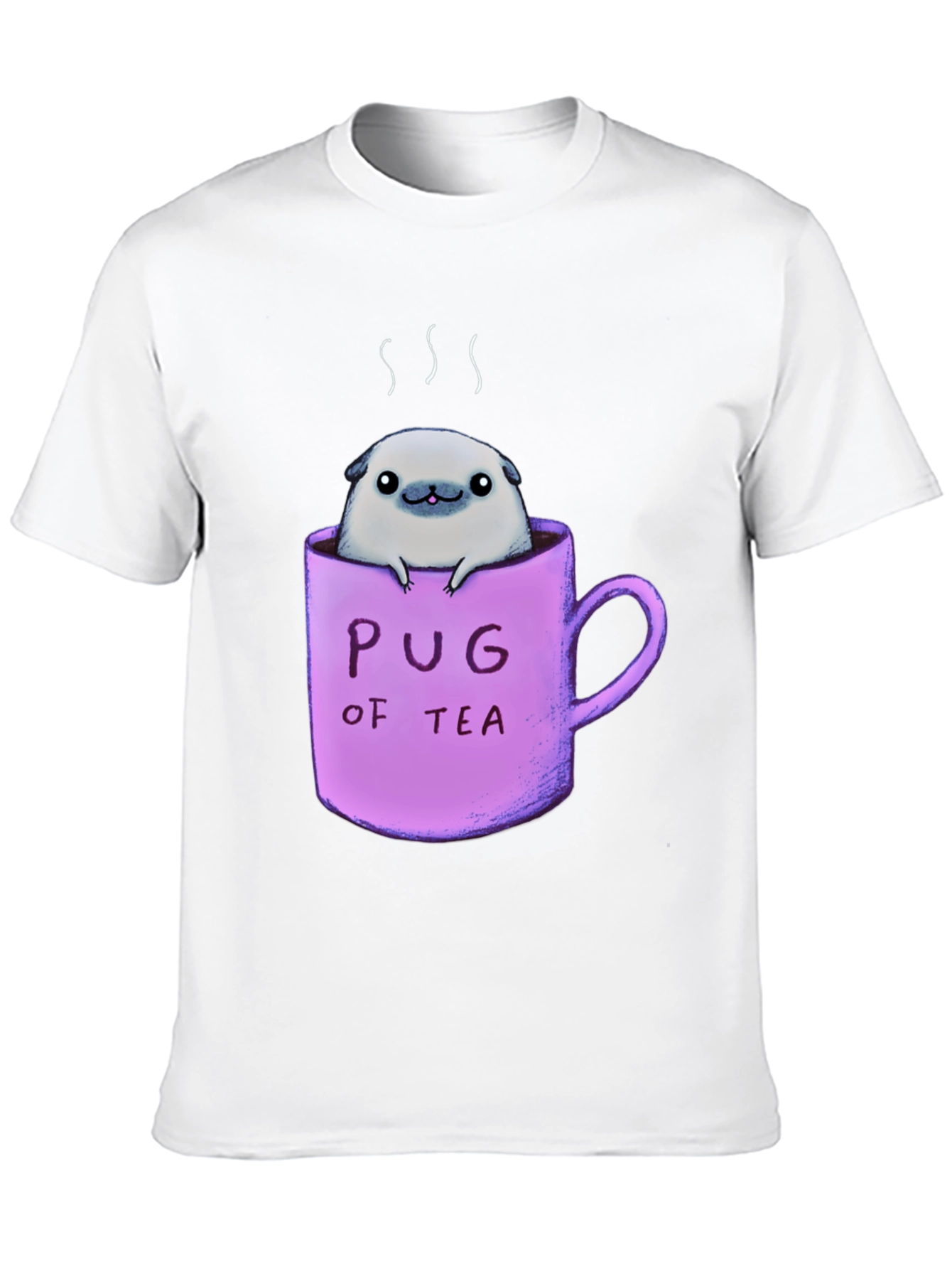Pug of Tea Graphic T-Shirt - Black Cotton Tee