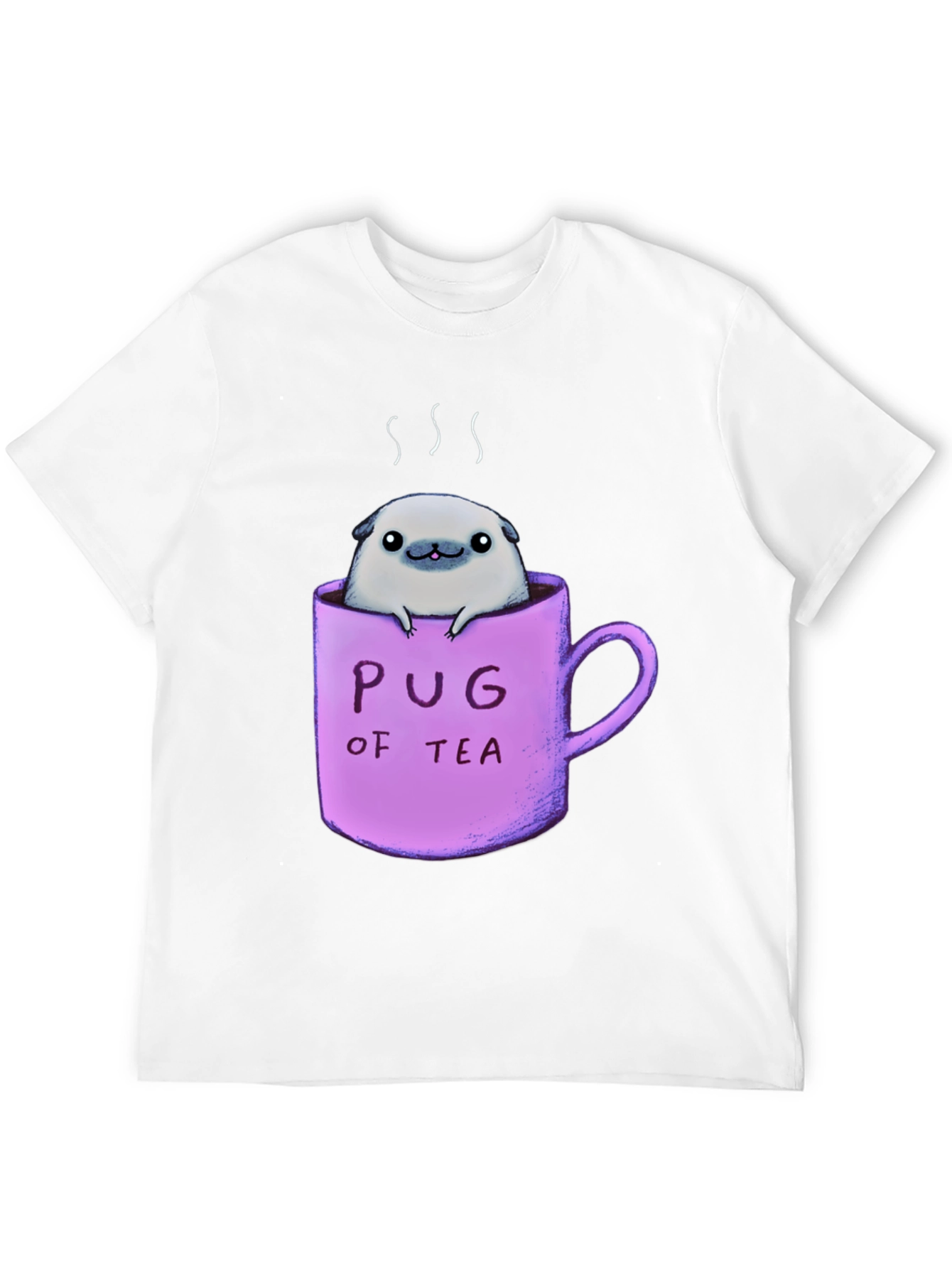 Pug of Tea Graphic T-Shirt - Black Cotton Tee