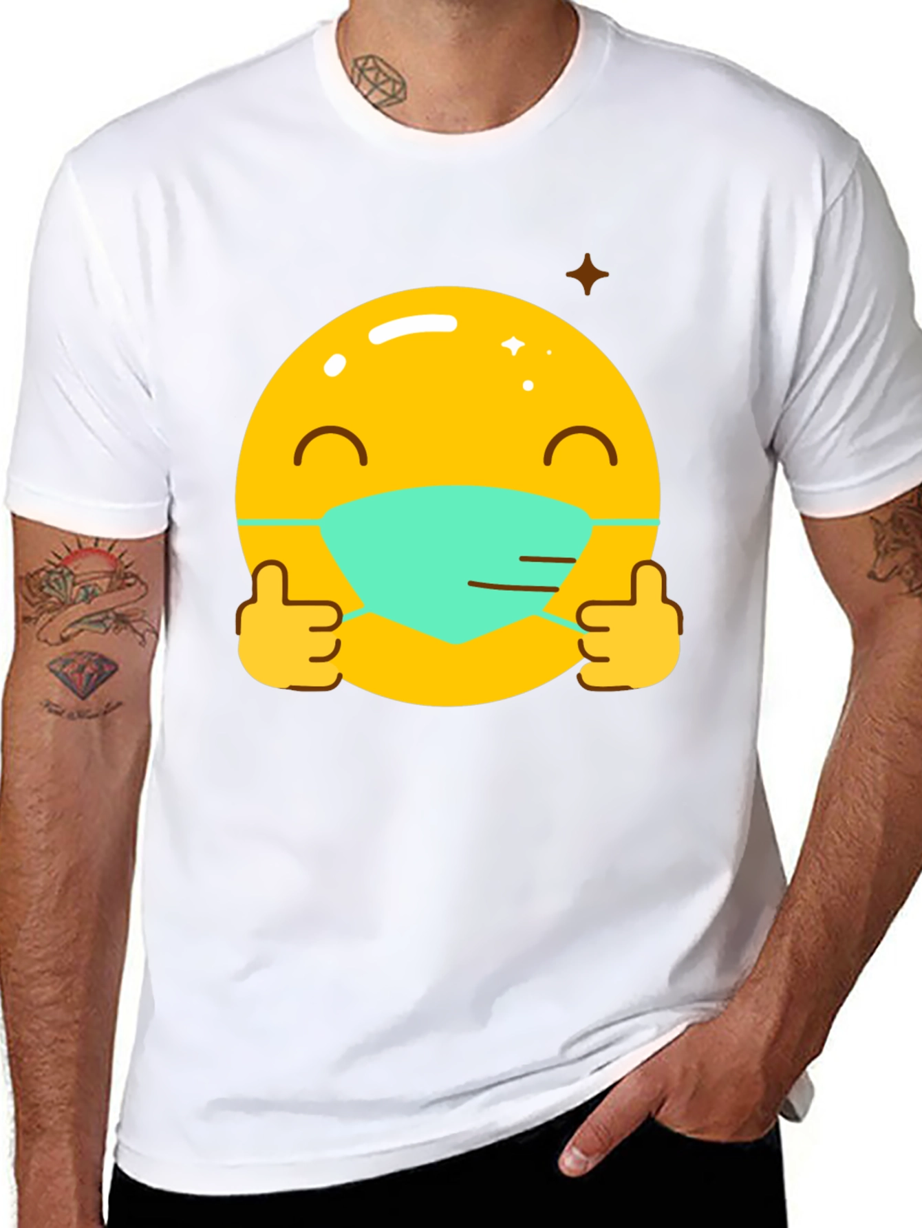 Masked Emoji Graphic Tee - Stay Safe!