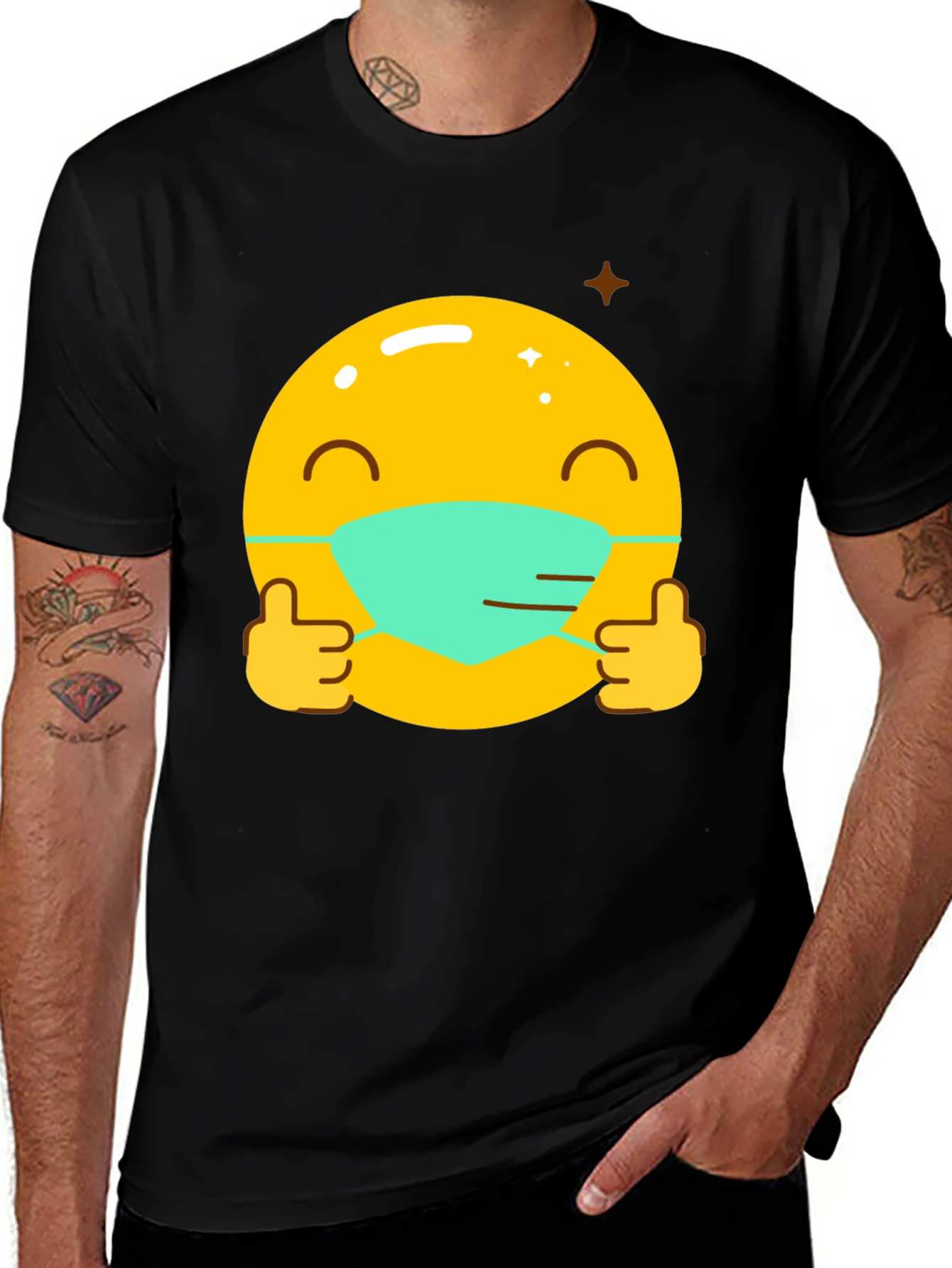 Masked Emoji Graphic Tee - Stay Safe!