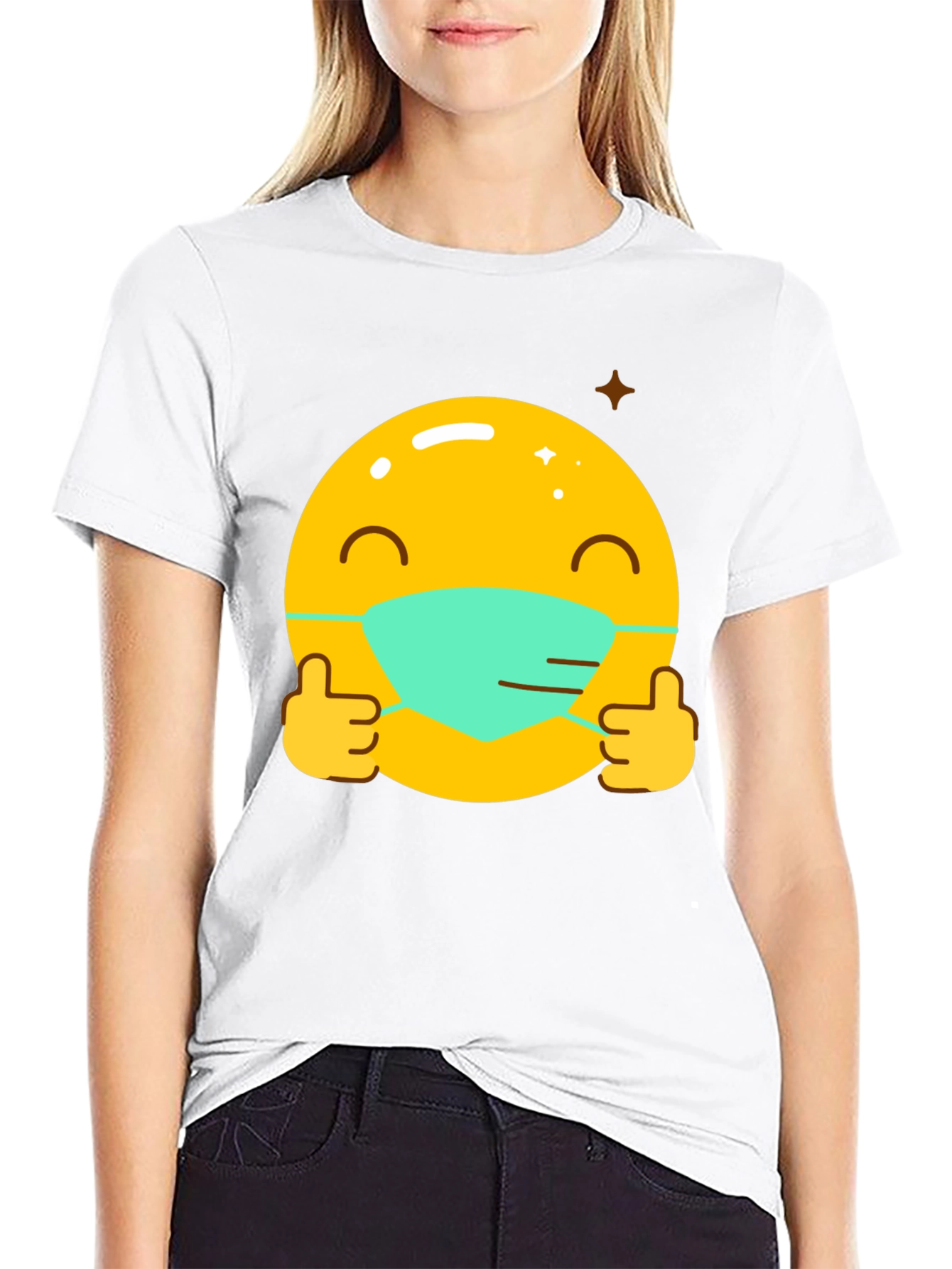 Masked Emoji Graphic Tee - Stay Safe!