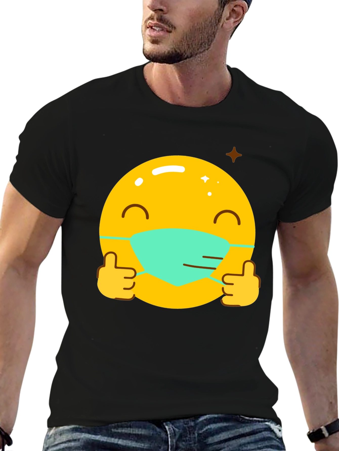 Masked Emoji Graphic Tee - Stay Safe!