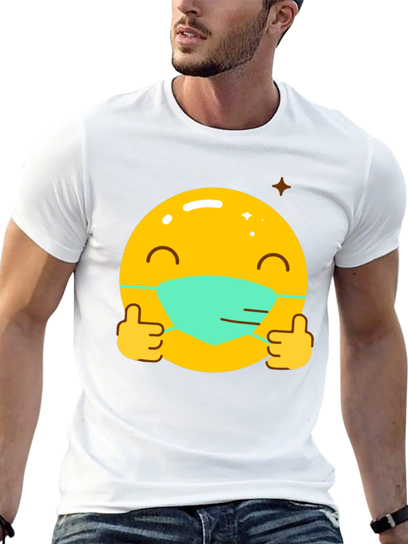 Masked Emoji Graphic Tee - Stay Safe!