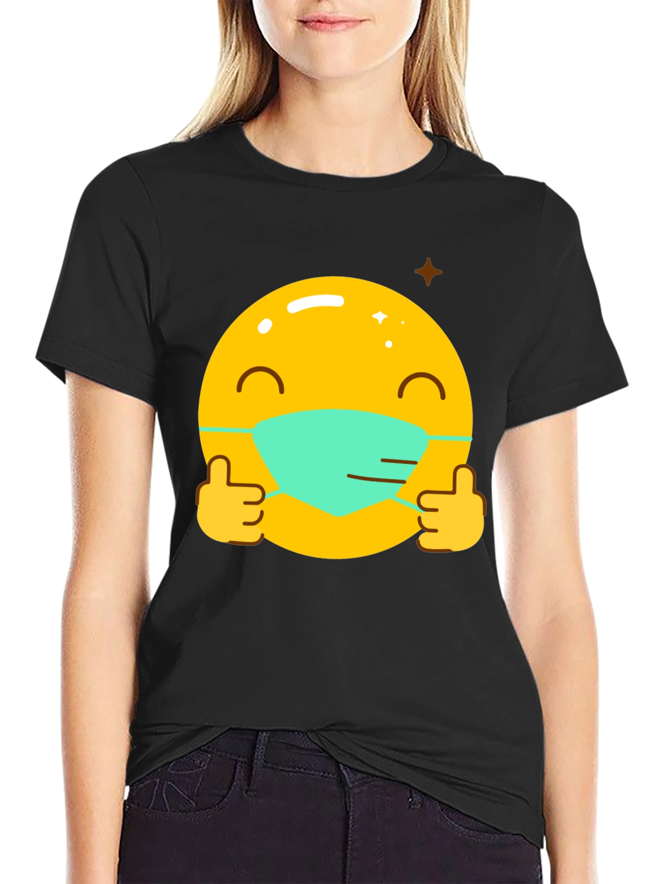 Masked Emoji Graphic Tee - Stay Safe!