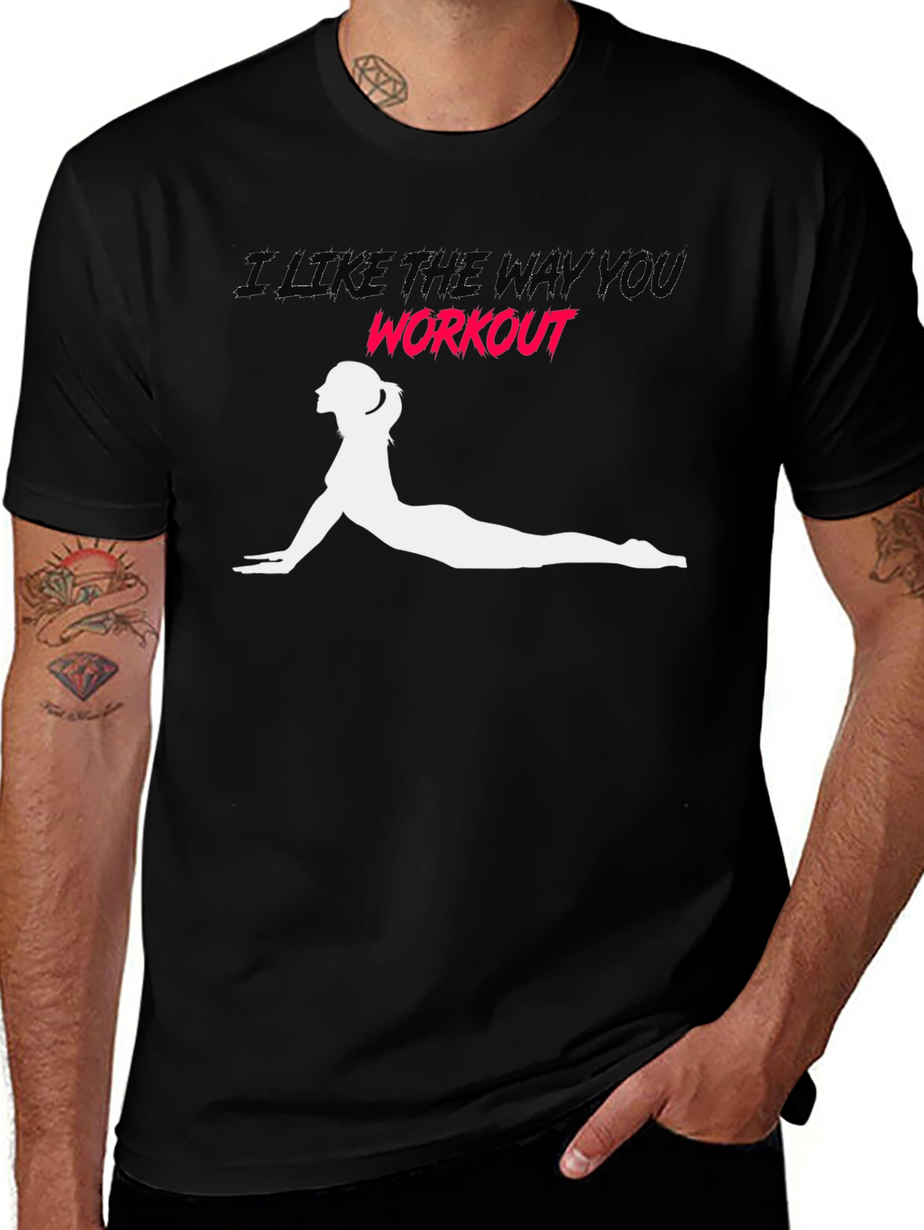 Workout Pose Graphic Tee - Black