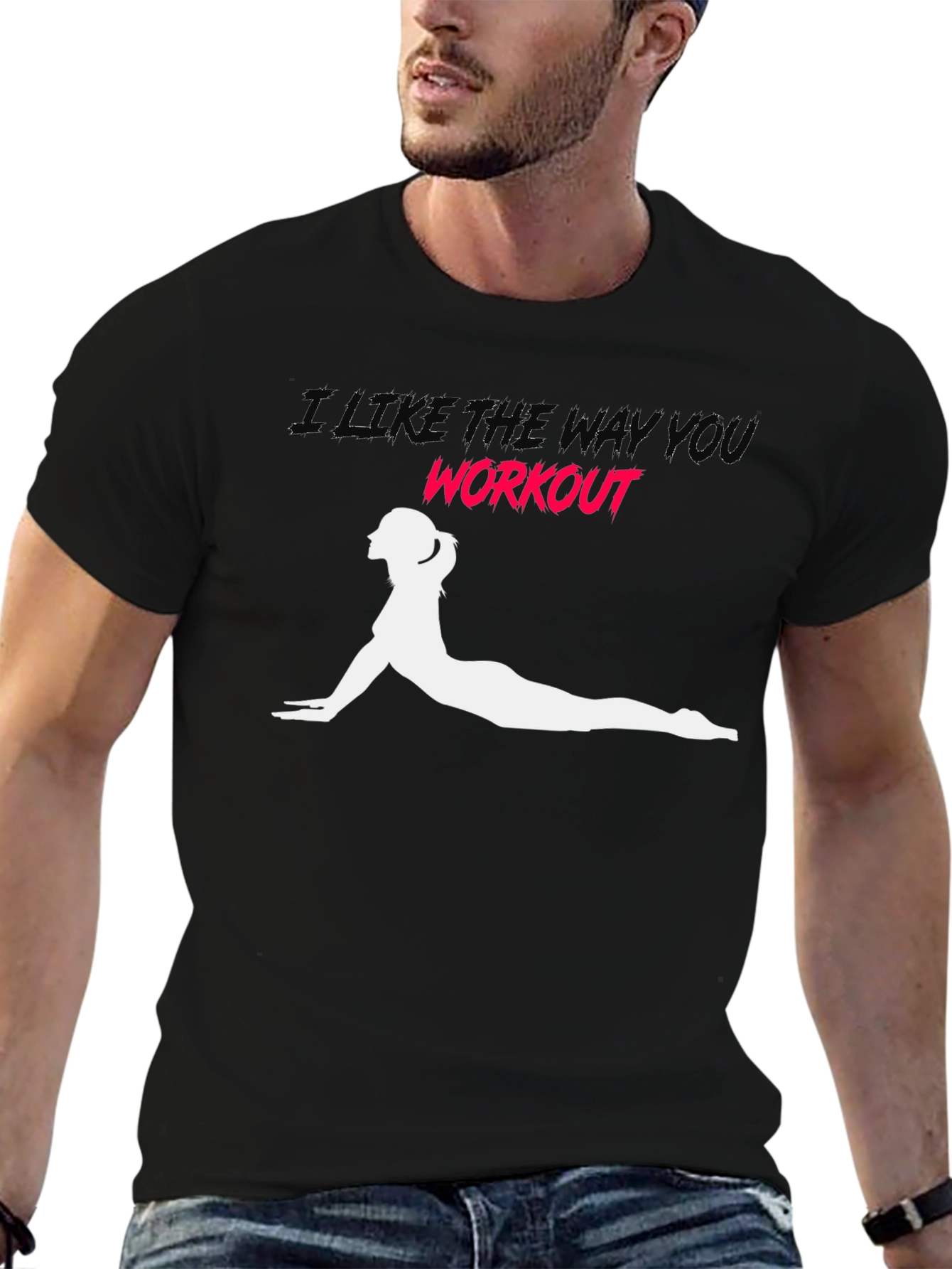 Workout Pose Graphic Tee - Black