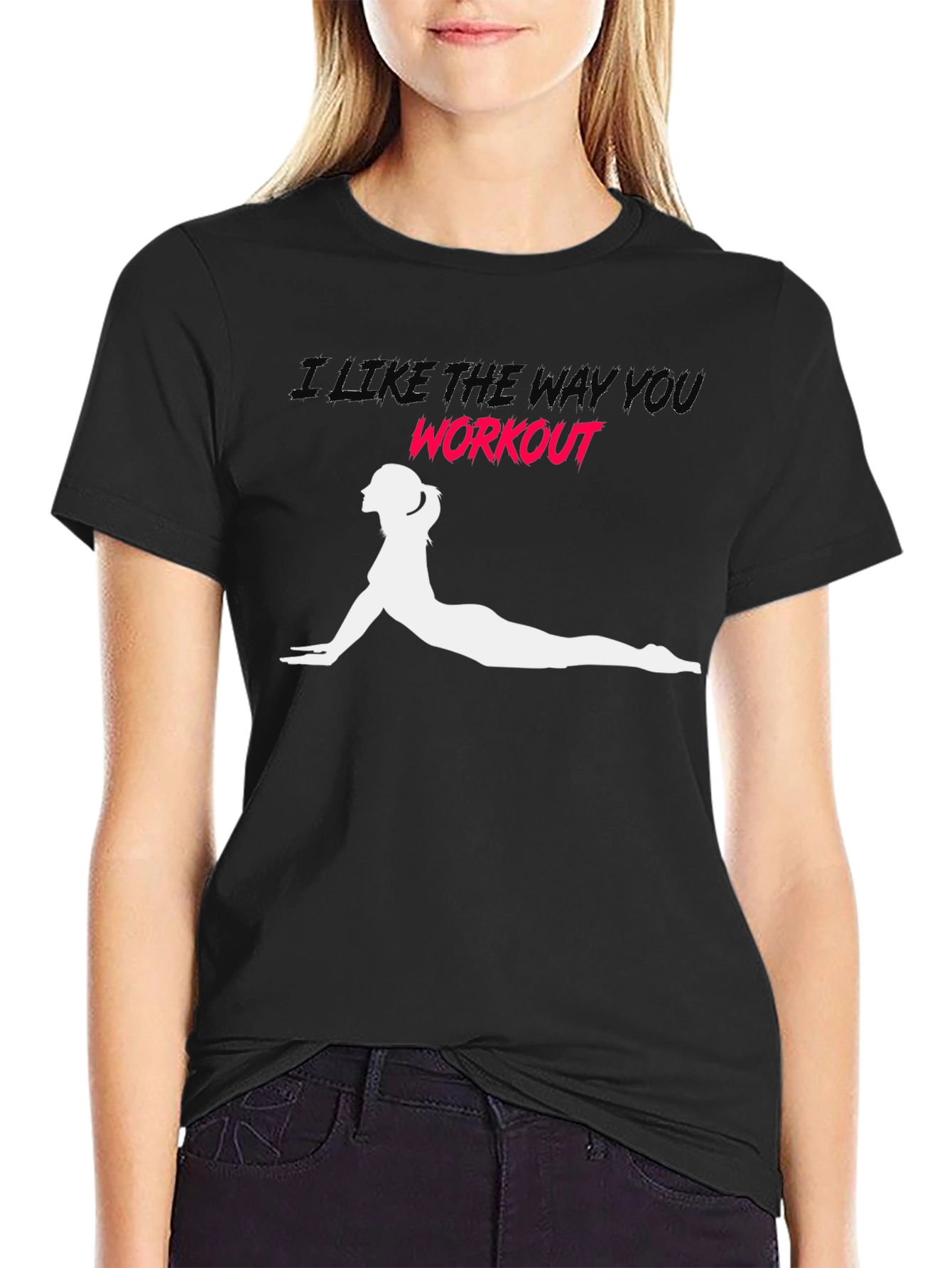 Workout Pose Graphic Tee - Black