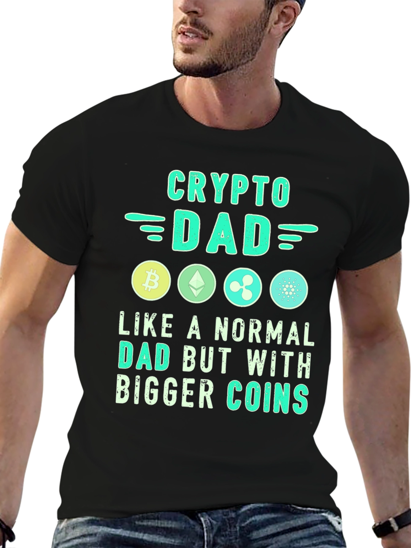 Crypto Dad T-Shirt - Bitcoin Ethereum Ripple Design