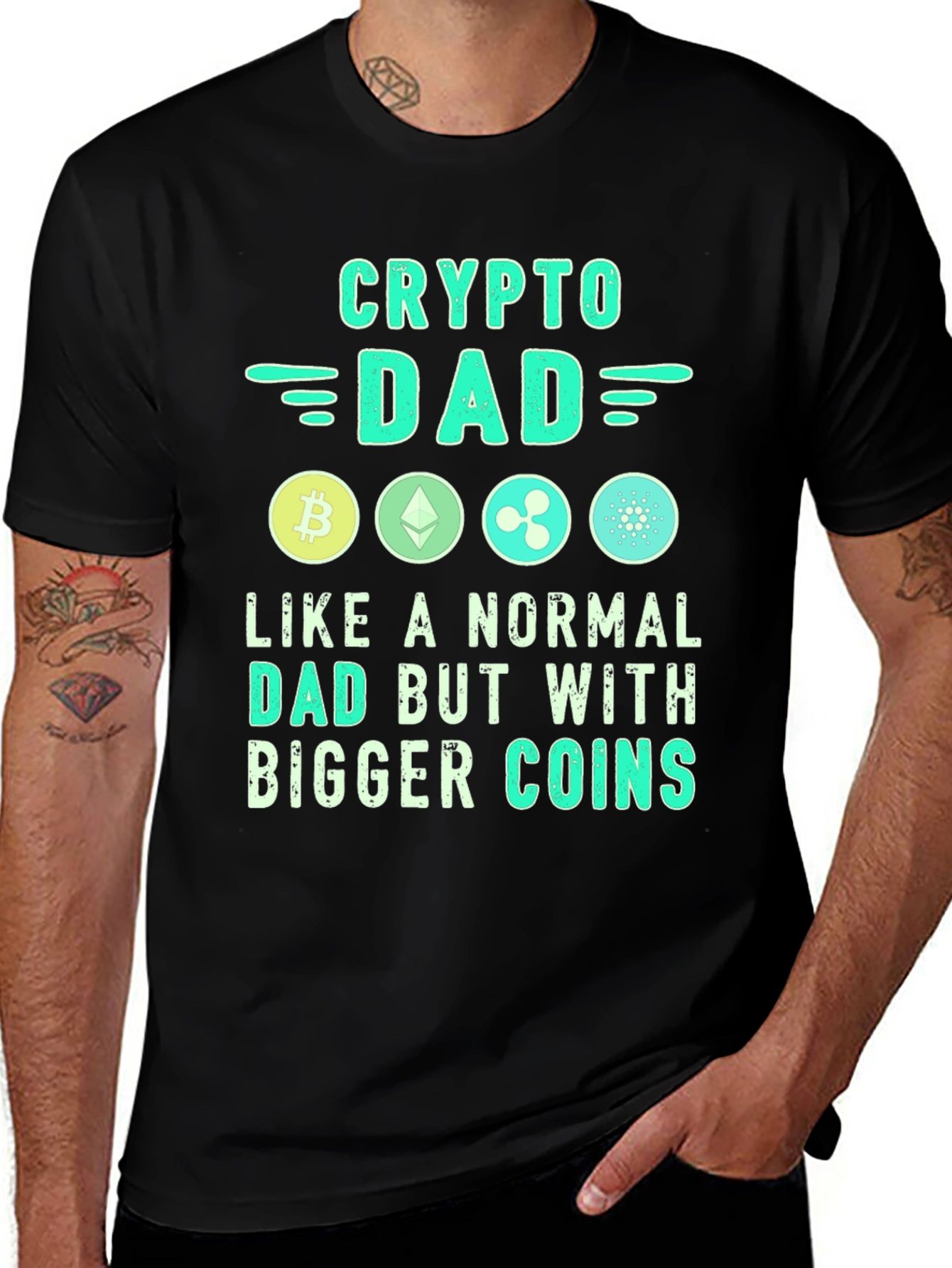 Crypto Dad T-Shirt - Bitcoin Ethereum Ripple Design