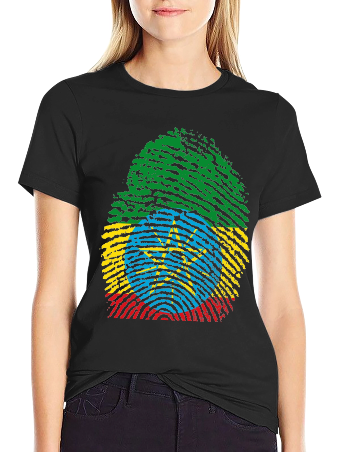 Ethiopia Flag Fingerprint T-Shirt