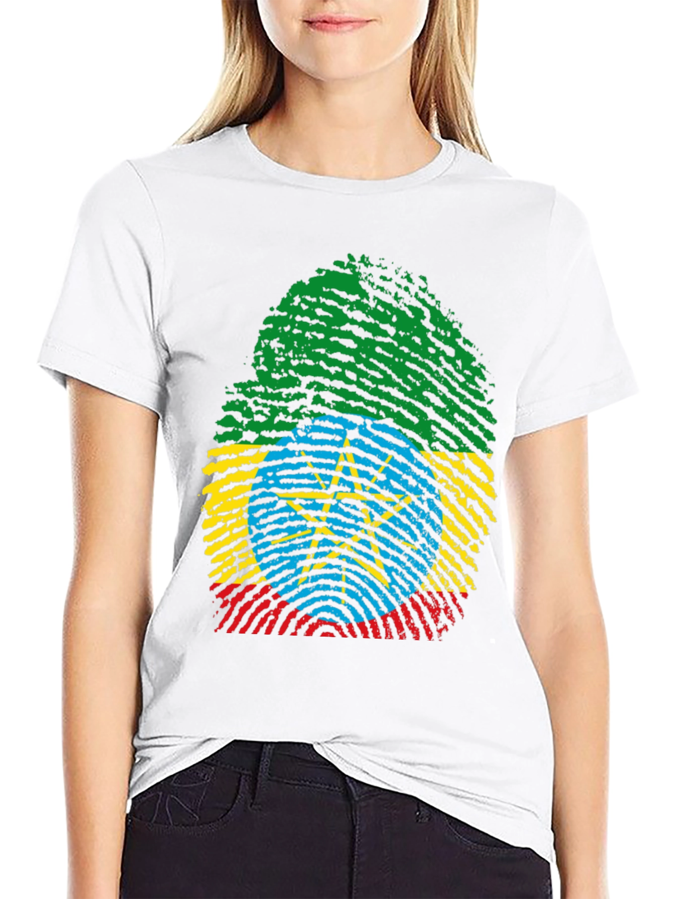 Ethiopia Flag Fingerprint T-Shirt