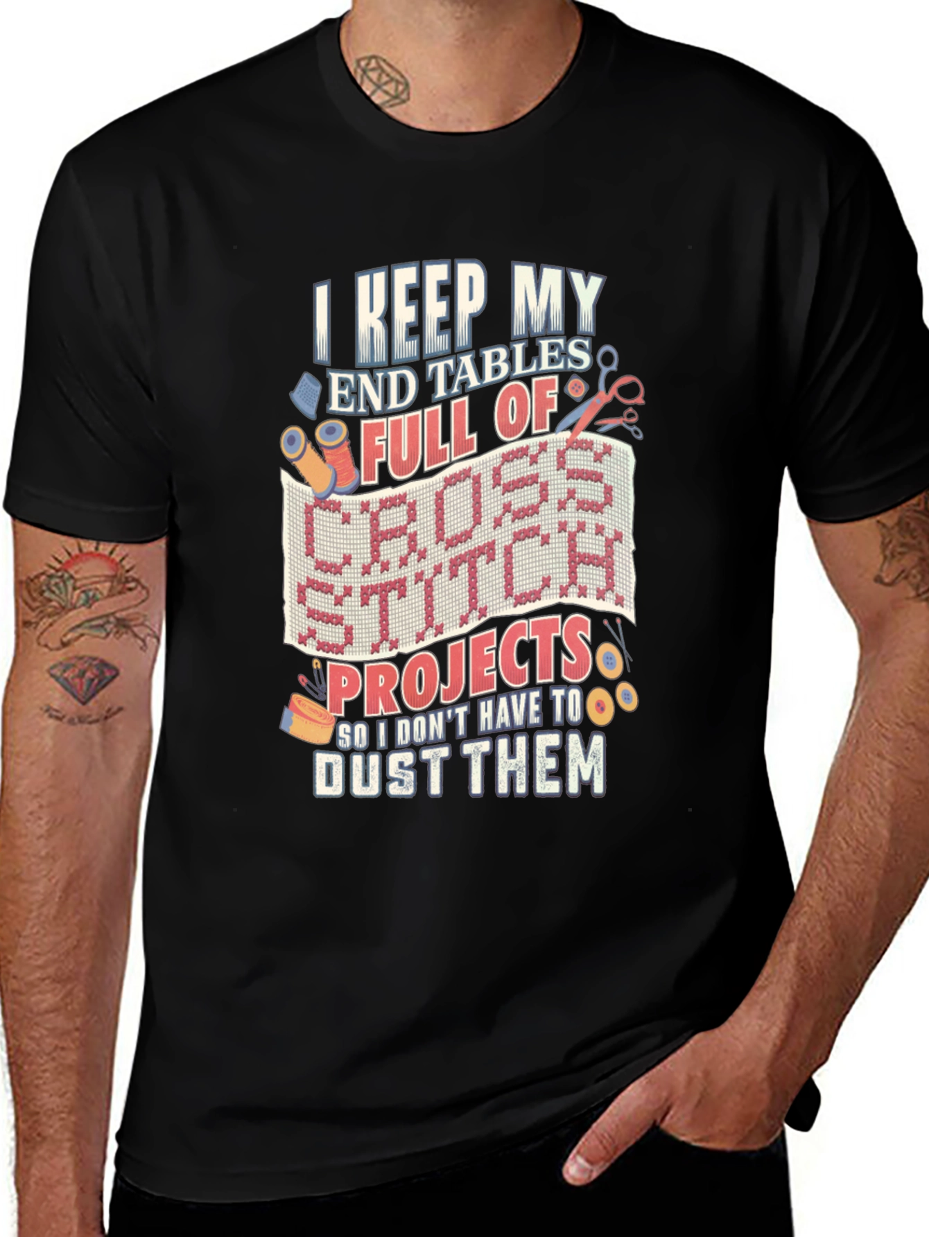 Cross Stitch Lover T-Shirt - Keep End Tables Full
