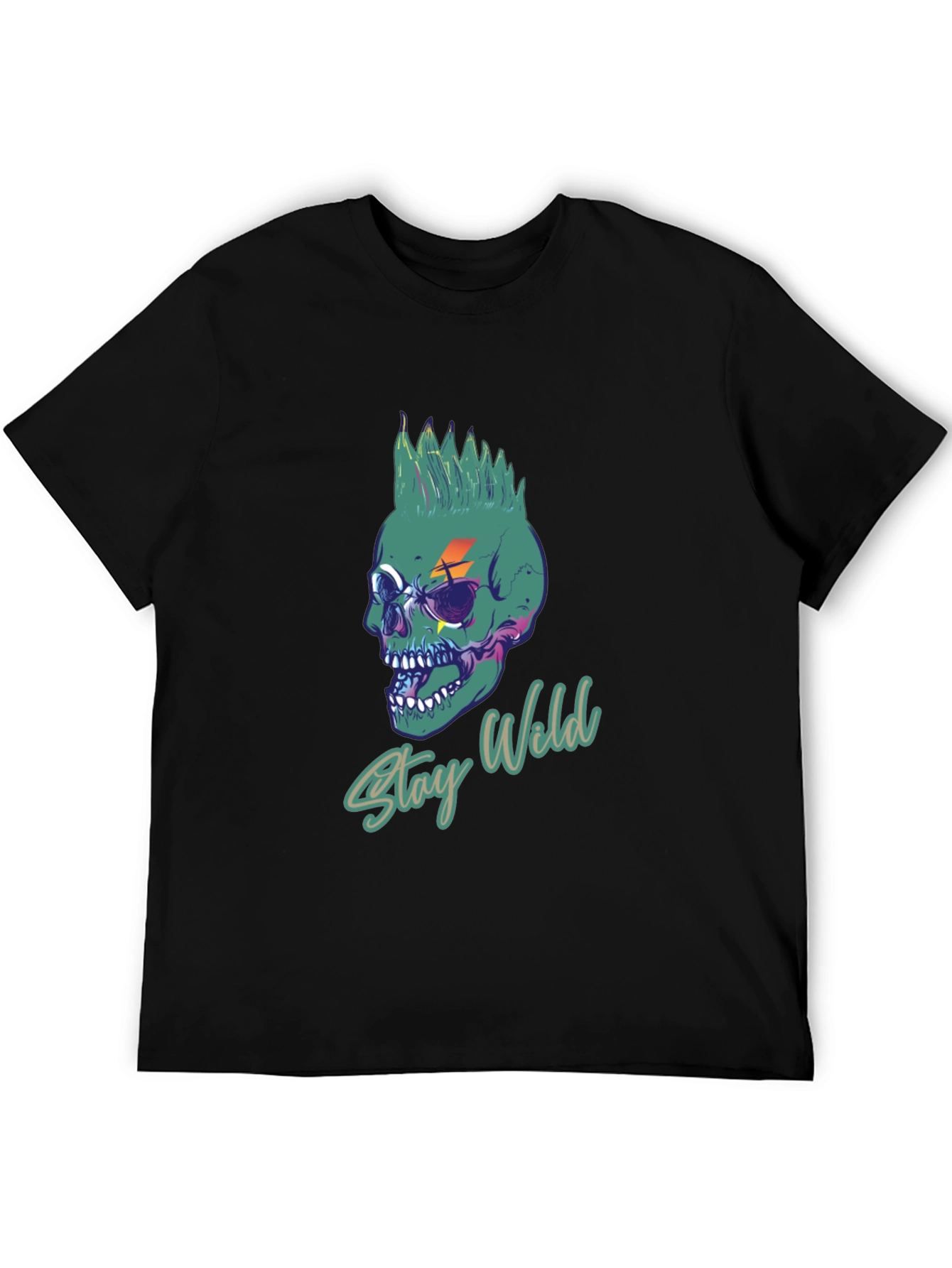 Stay Wild Punk Skull Graphic Tee