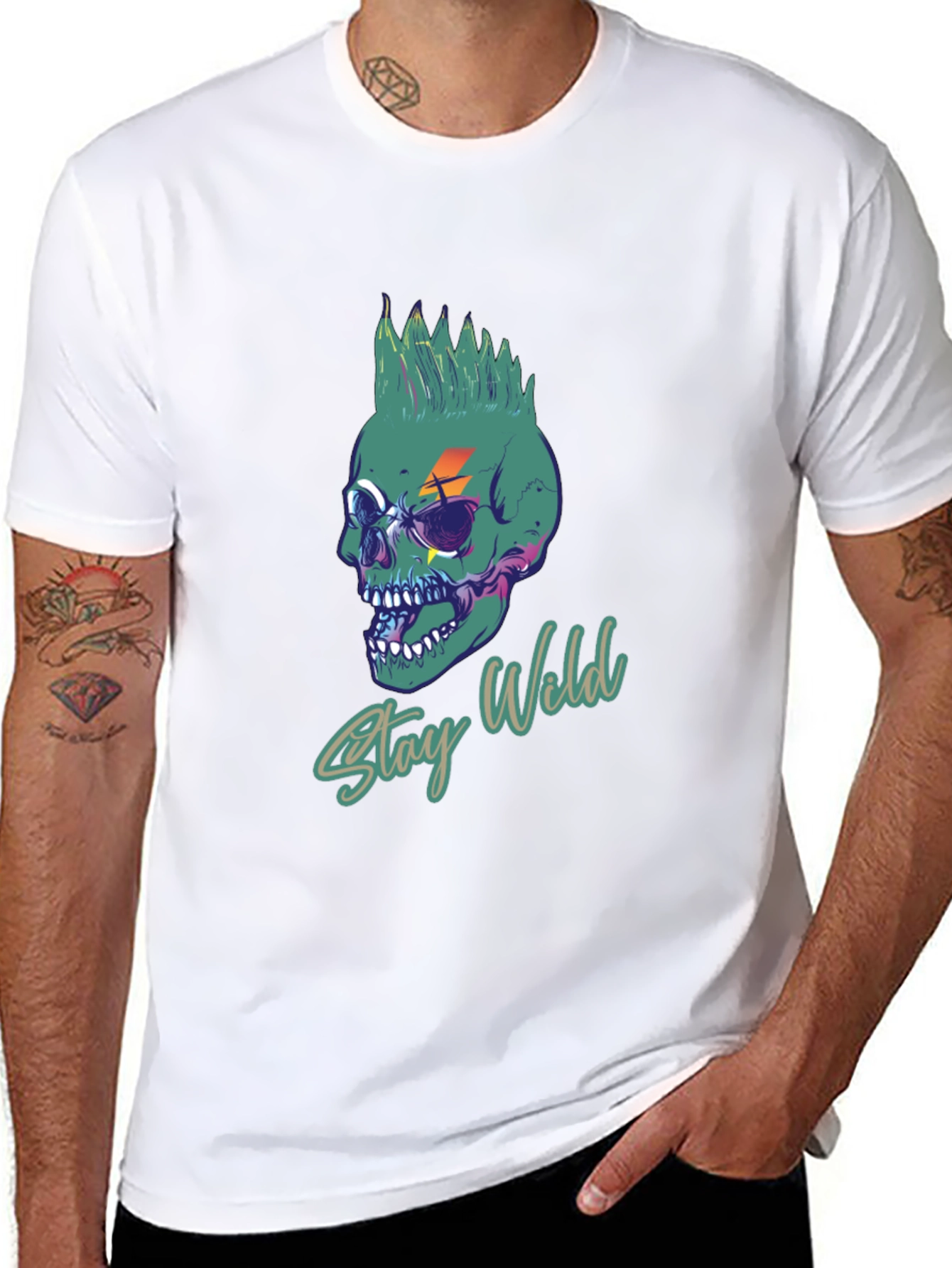 Stay Wild Punk Skull Graphic Tee