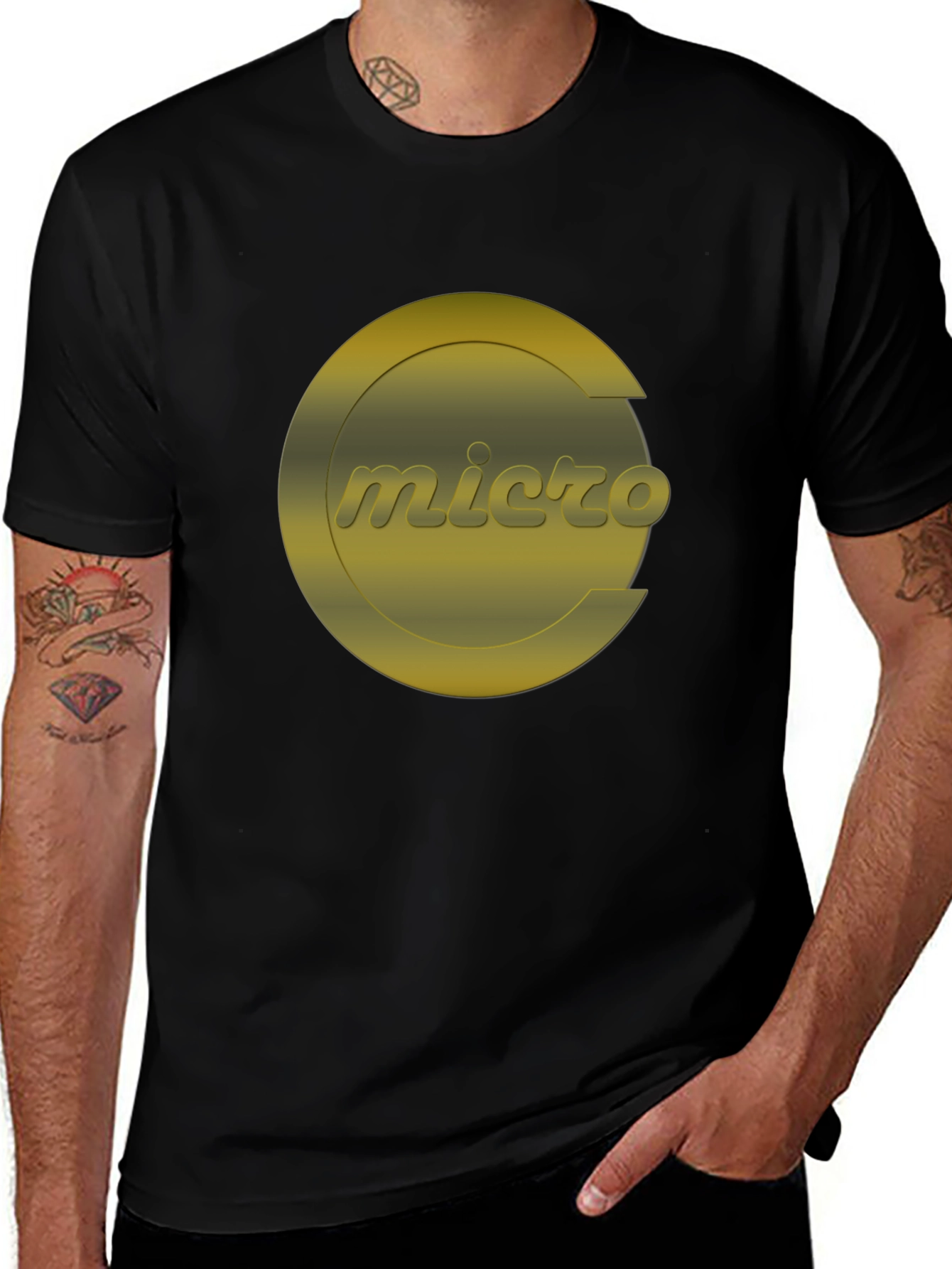Micro Graphic T-Shirt - Black Crew Neck Tee