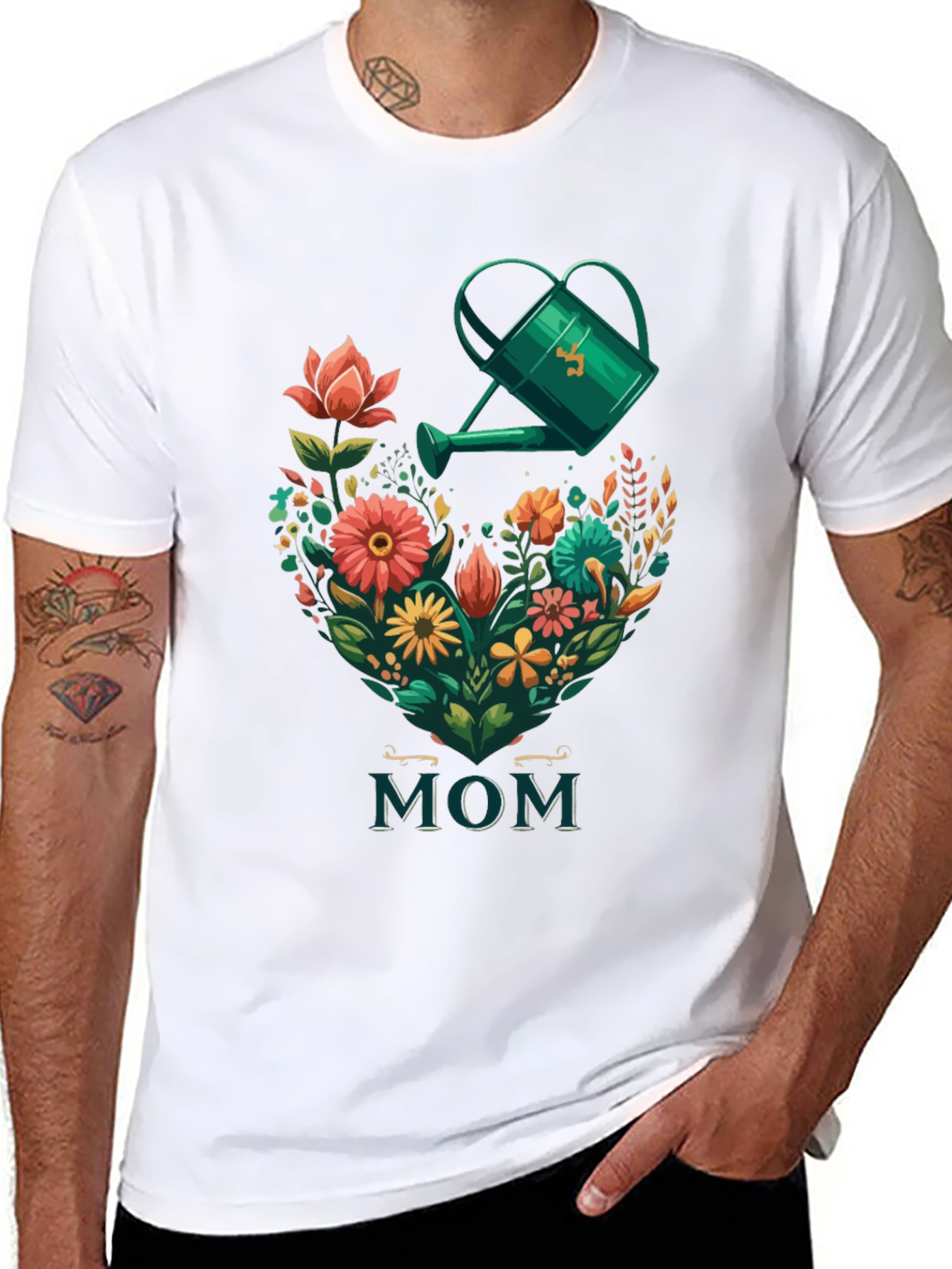 Floral Heart MOM Graphic Tee - Gardening Gift