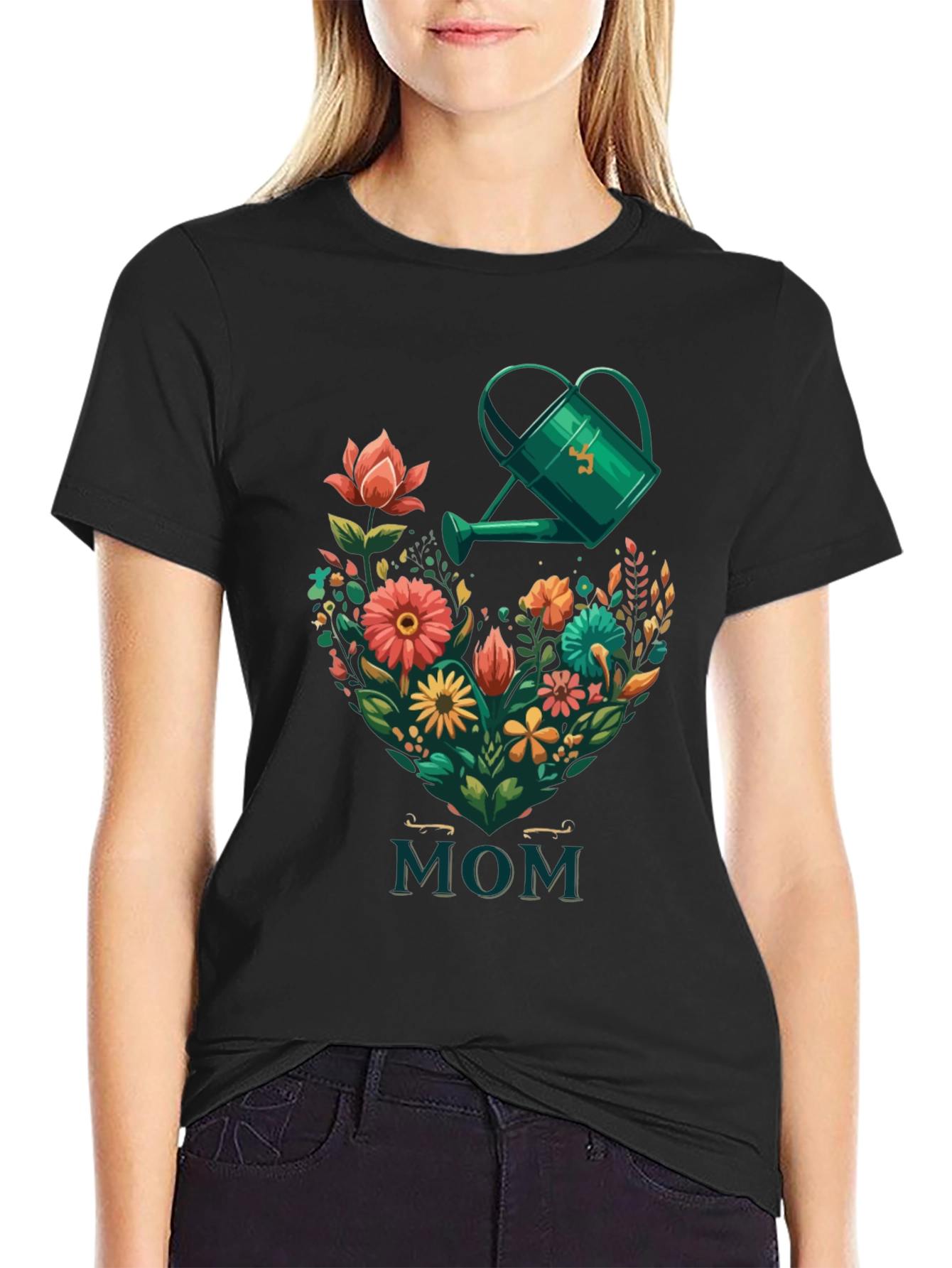 Floral Heart MOM Graphic Tee - Gardening Gift