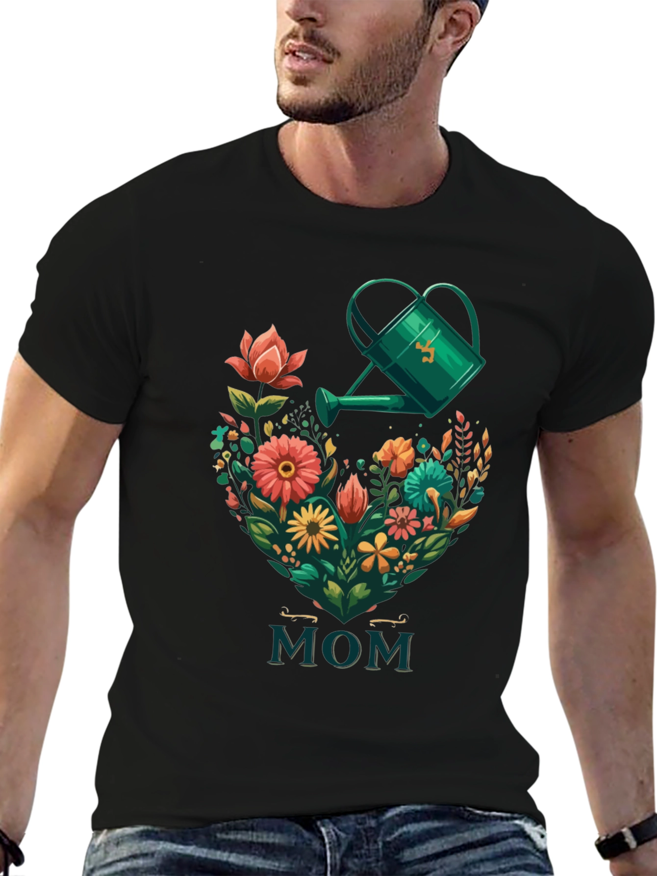 Floral Heart MOM Graphic Tee - Gardening Gift