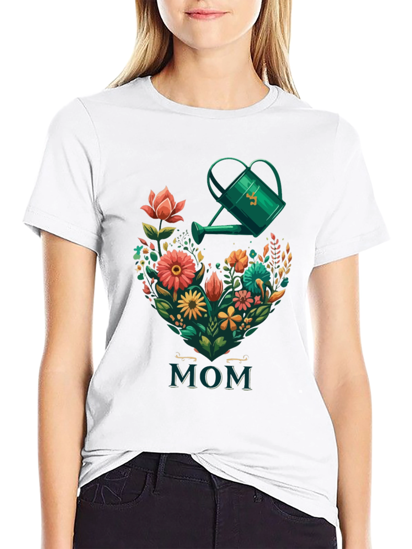 Floral Heart MOM Graphic Tee - Gardening Gift