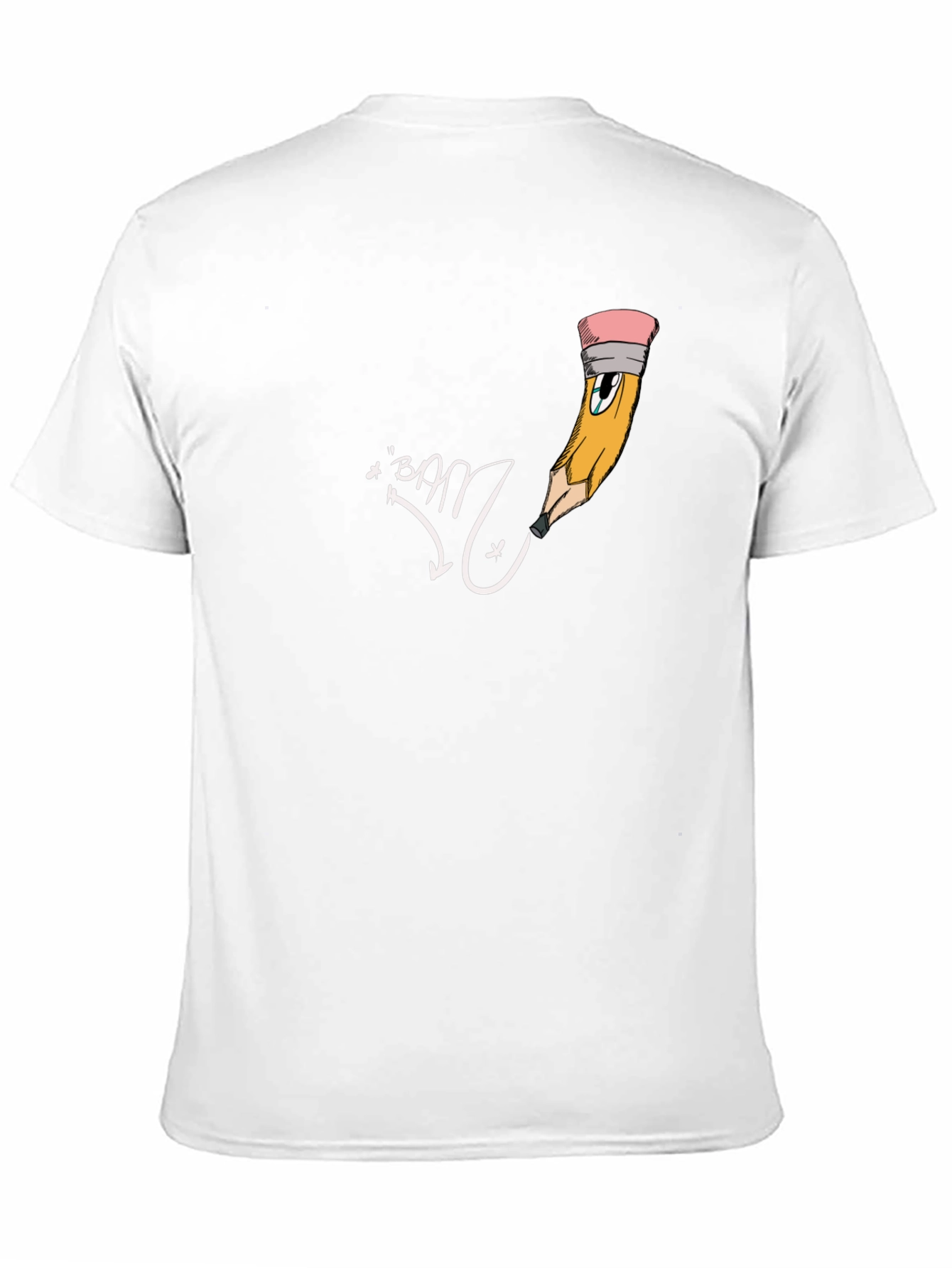 Mens Black Graphic Tee - Cartoon Pencil