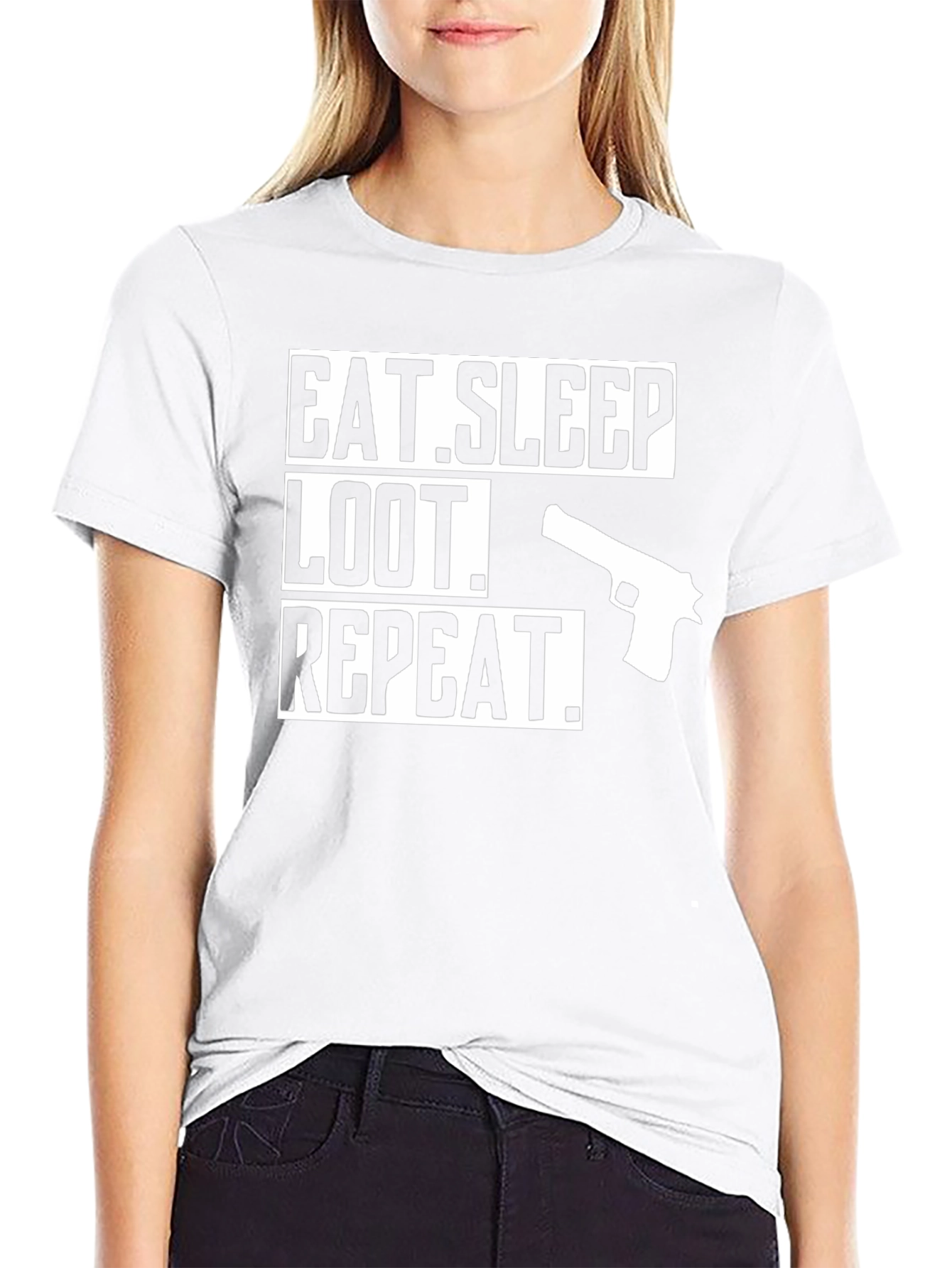 Eat Sleep Loot Repeat Gun Graphic T-Shirt