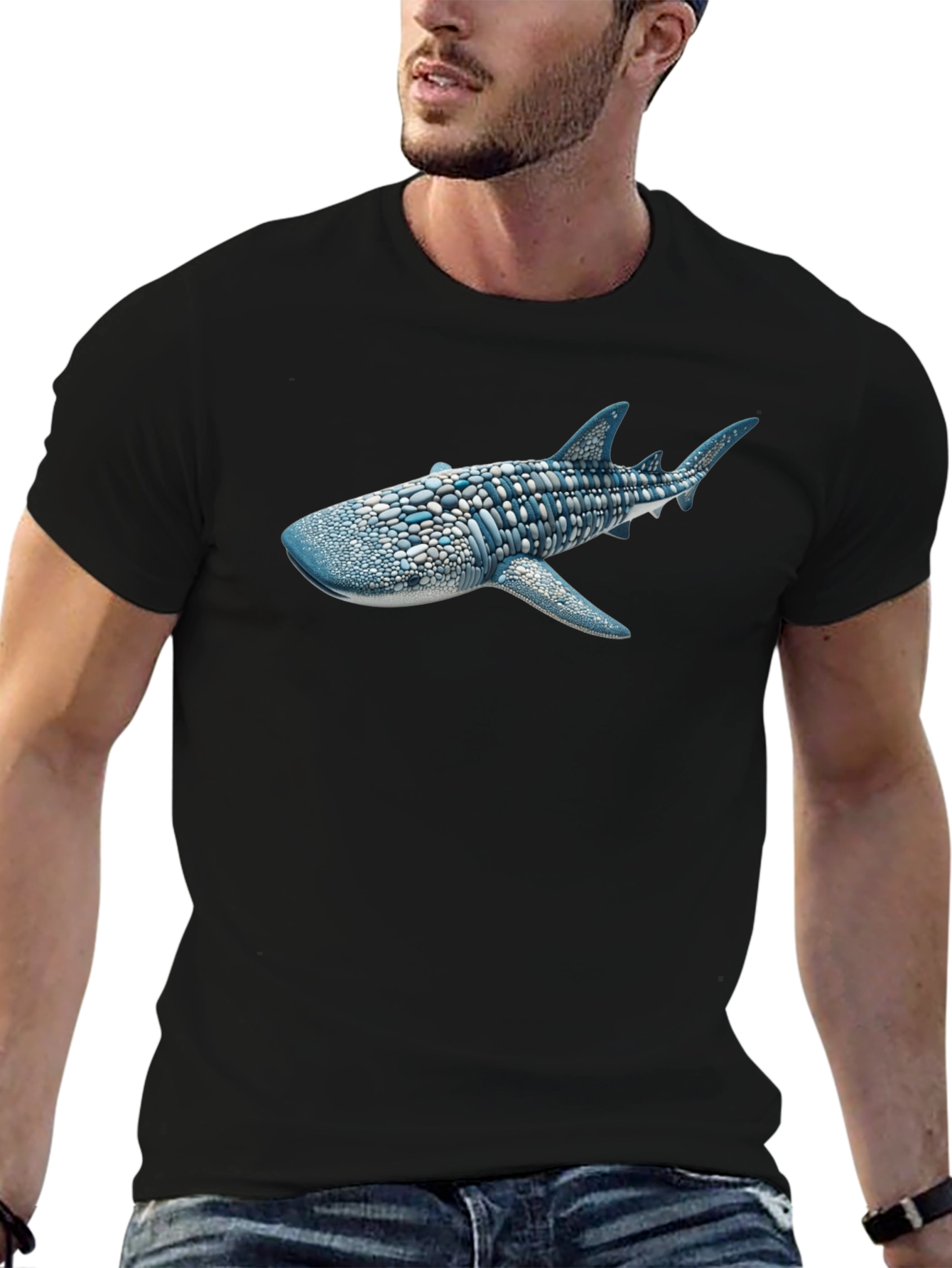 Whale Shark Graphic Tee - Black Cotton T-Shirt