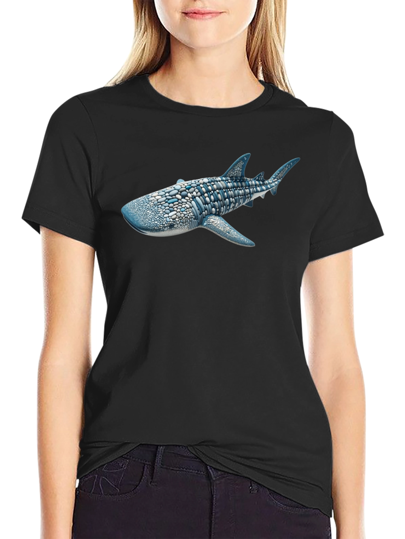 Whale Shark Graphic Tee - Black Cotton T-Shirt