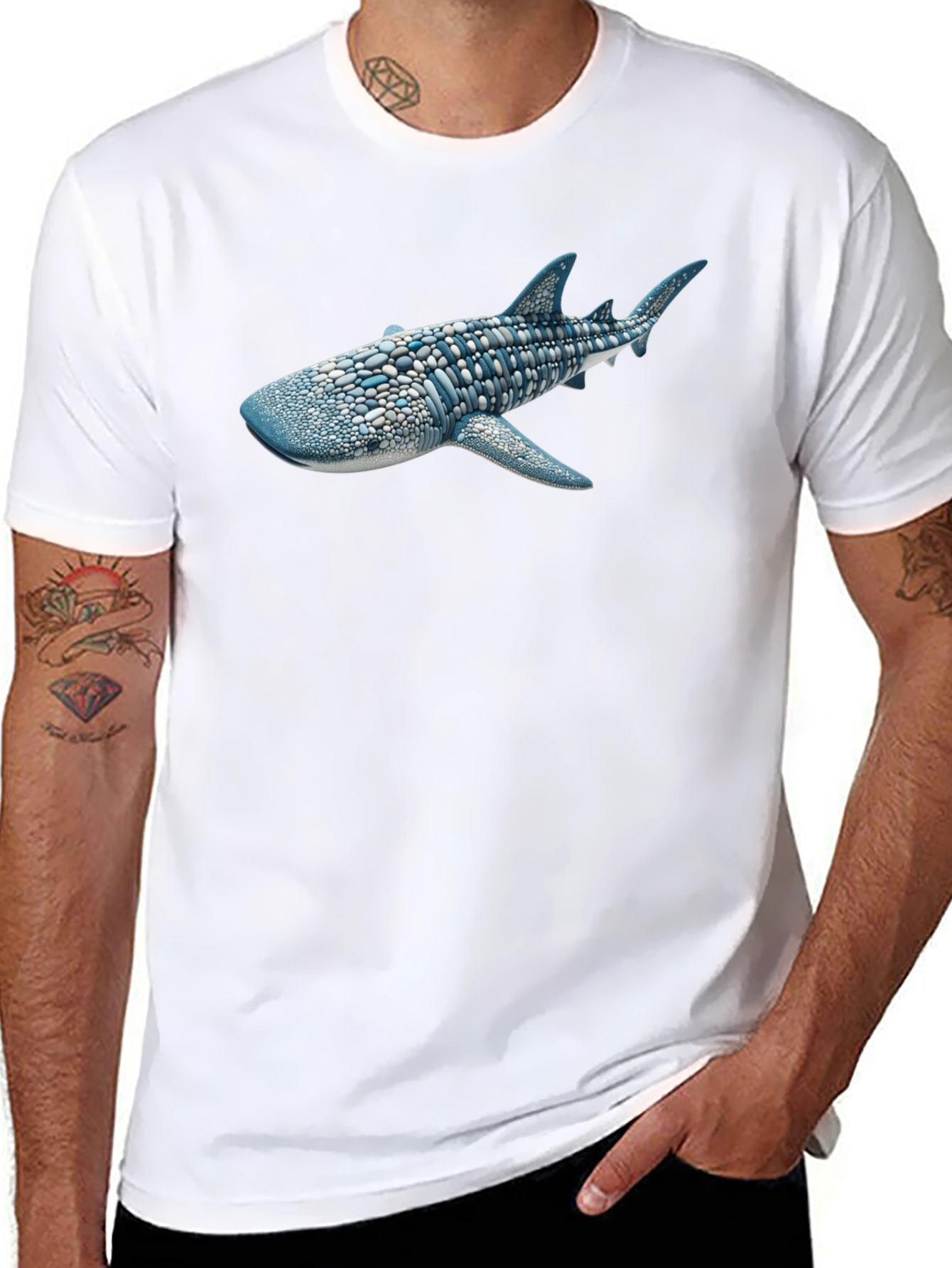 Whale Shark Graphic Tee - Black Cotton T-Shirt