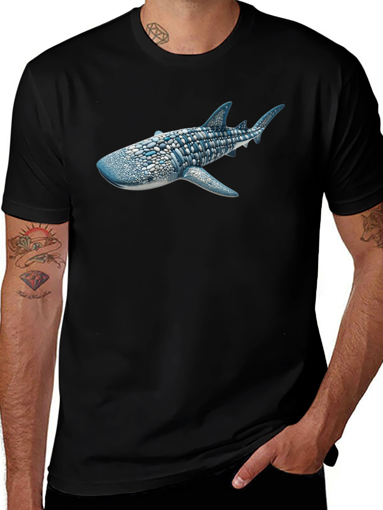 Whale Shark Graphic Tee - Black Cotton T-Shirt