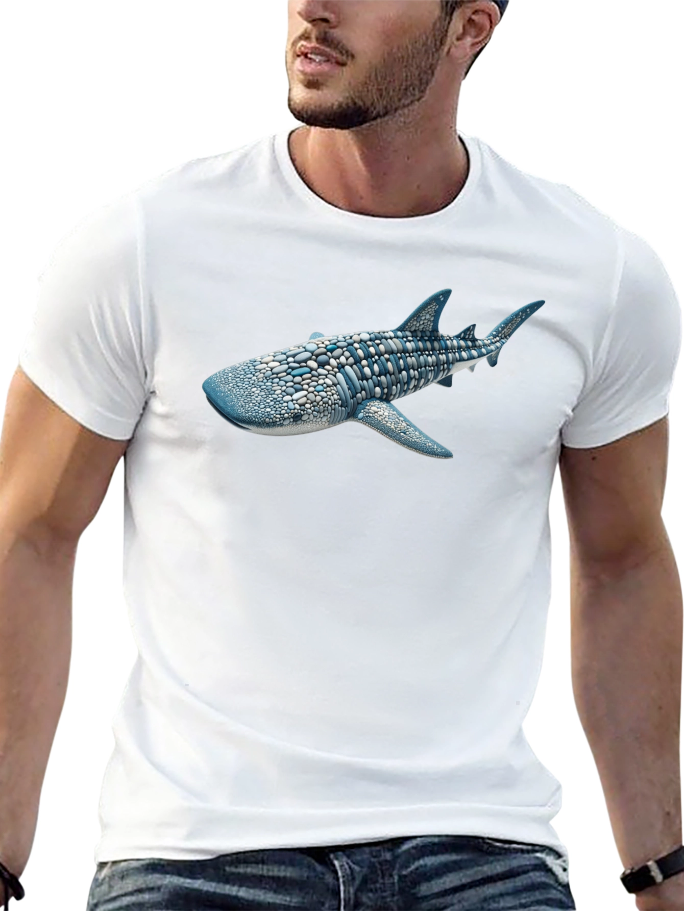 Whale Shark Graphic Tee - Black Cotton T-Shirt