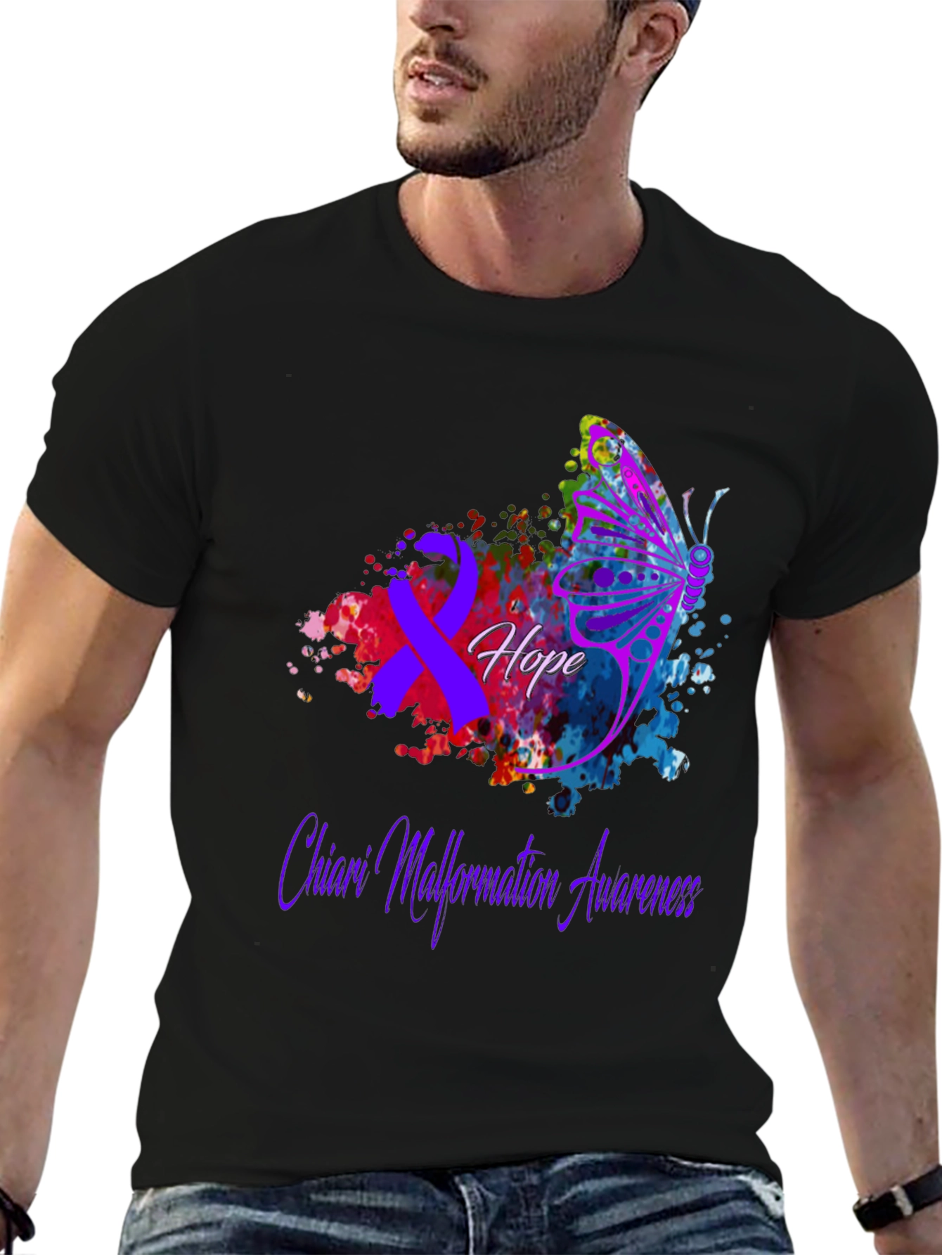 Chiari Malformation Awareness T-Shirt Hope Butterfly