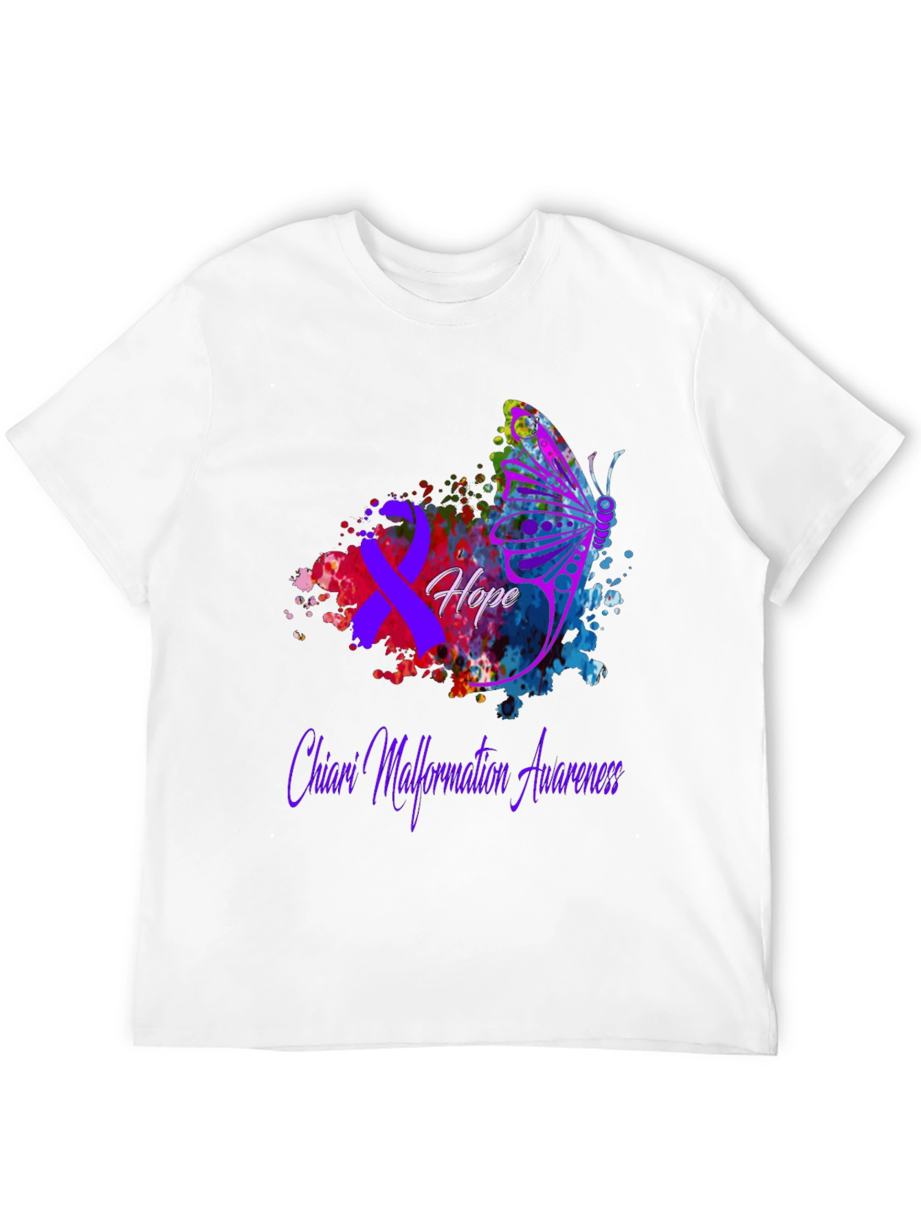 Chiari Malformation Awareness T-Shirt Hope Butterfly