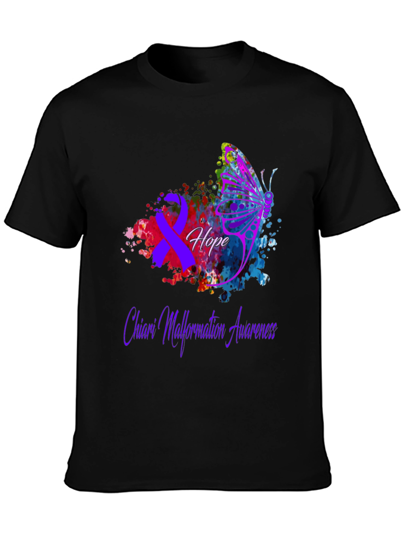 Chiari Malformation Awareness T-Shirt Hope Butterfly