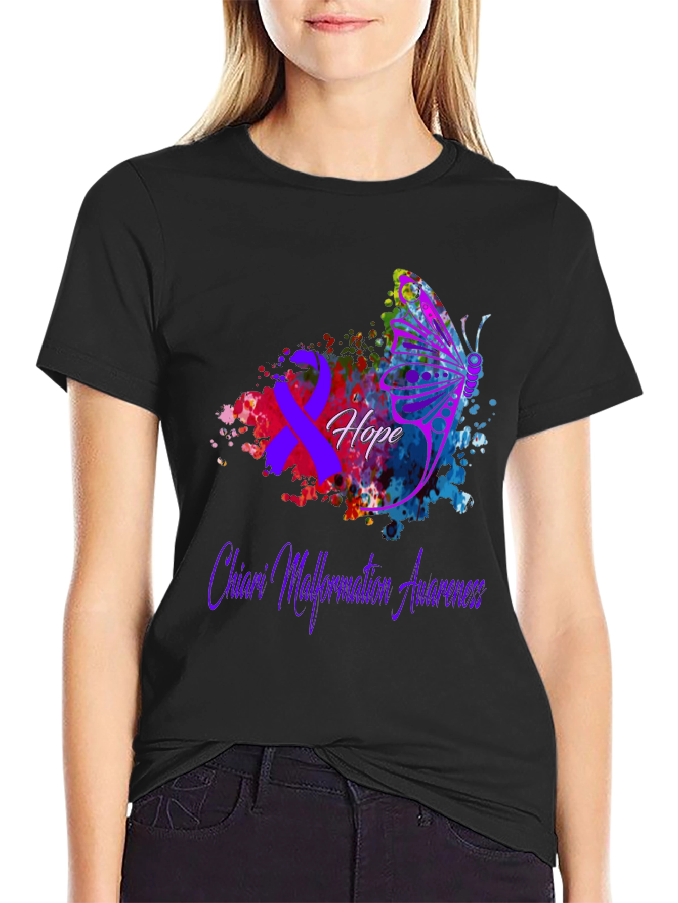 Chiari Malformation Awareness T-Shirt Hope Butterfly