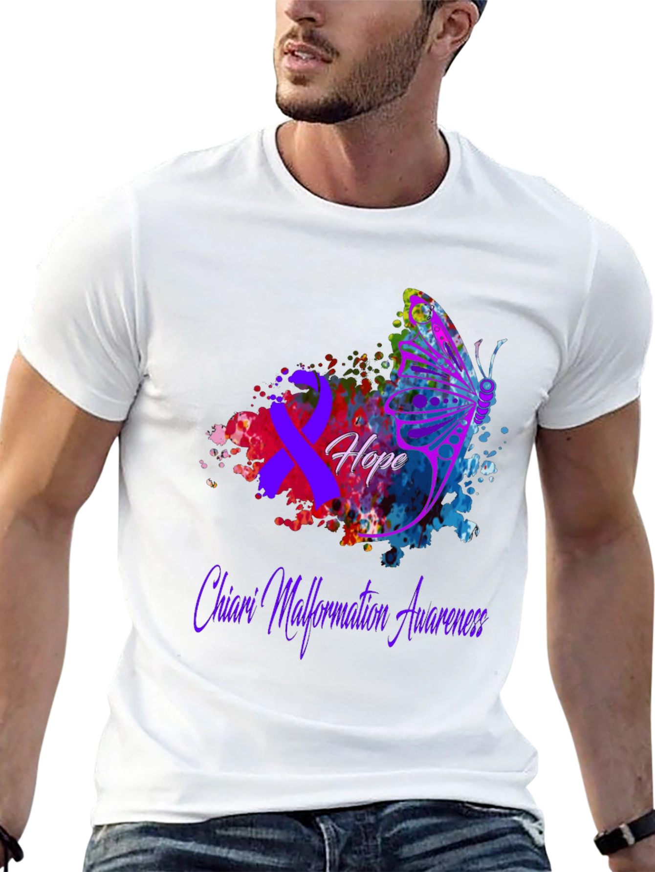Chiari Malformation Awareness T-Shirt Hope Butterfly
