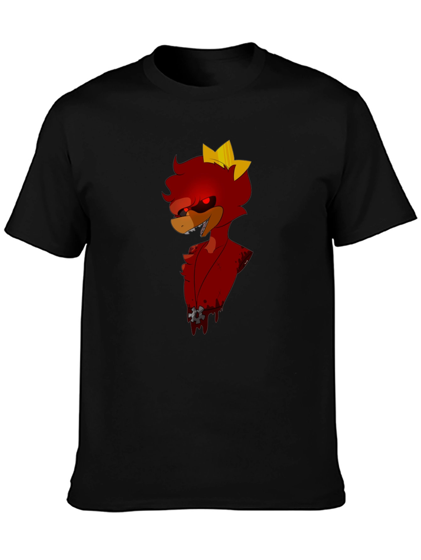 Red Cartoon Character Black T-Shirt