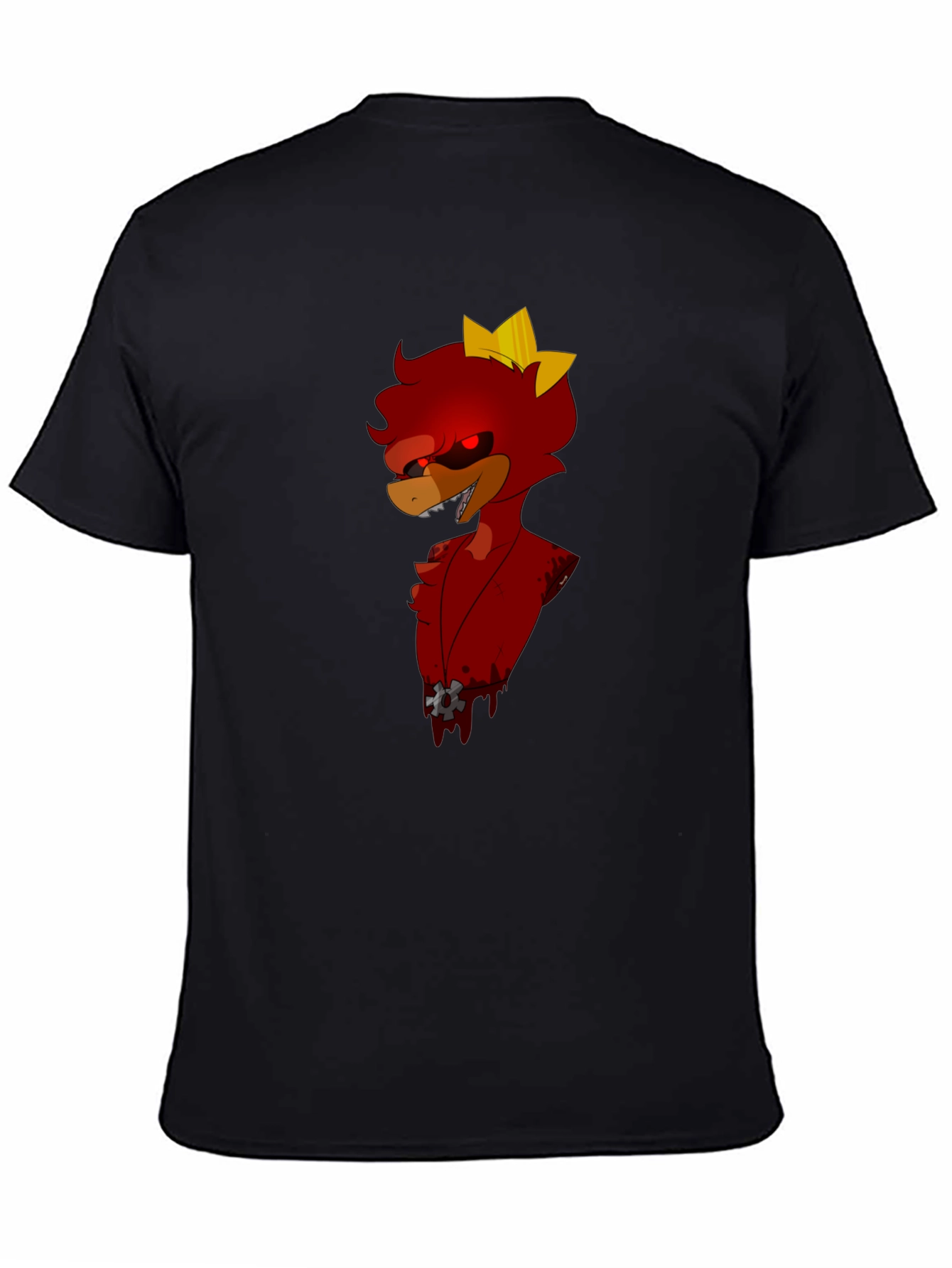 Red Cartoon Character Black T-Shirt
