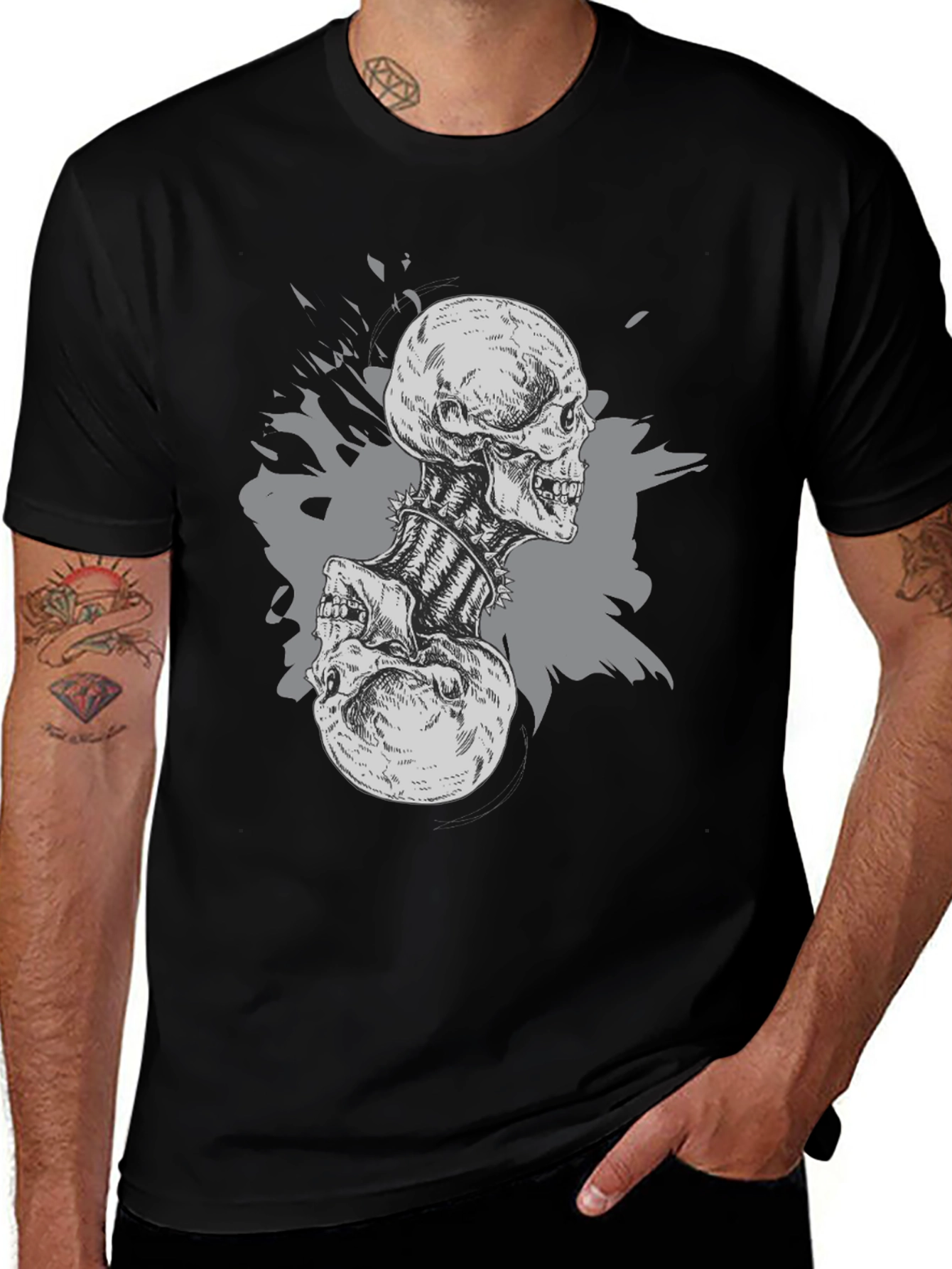 Skull Graphic Print Black T-Shirt