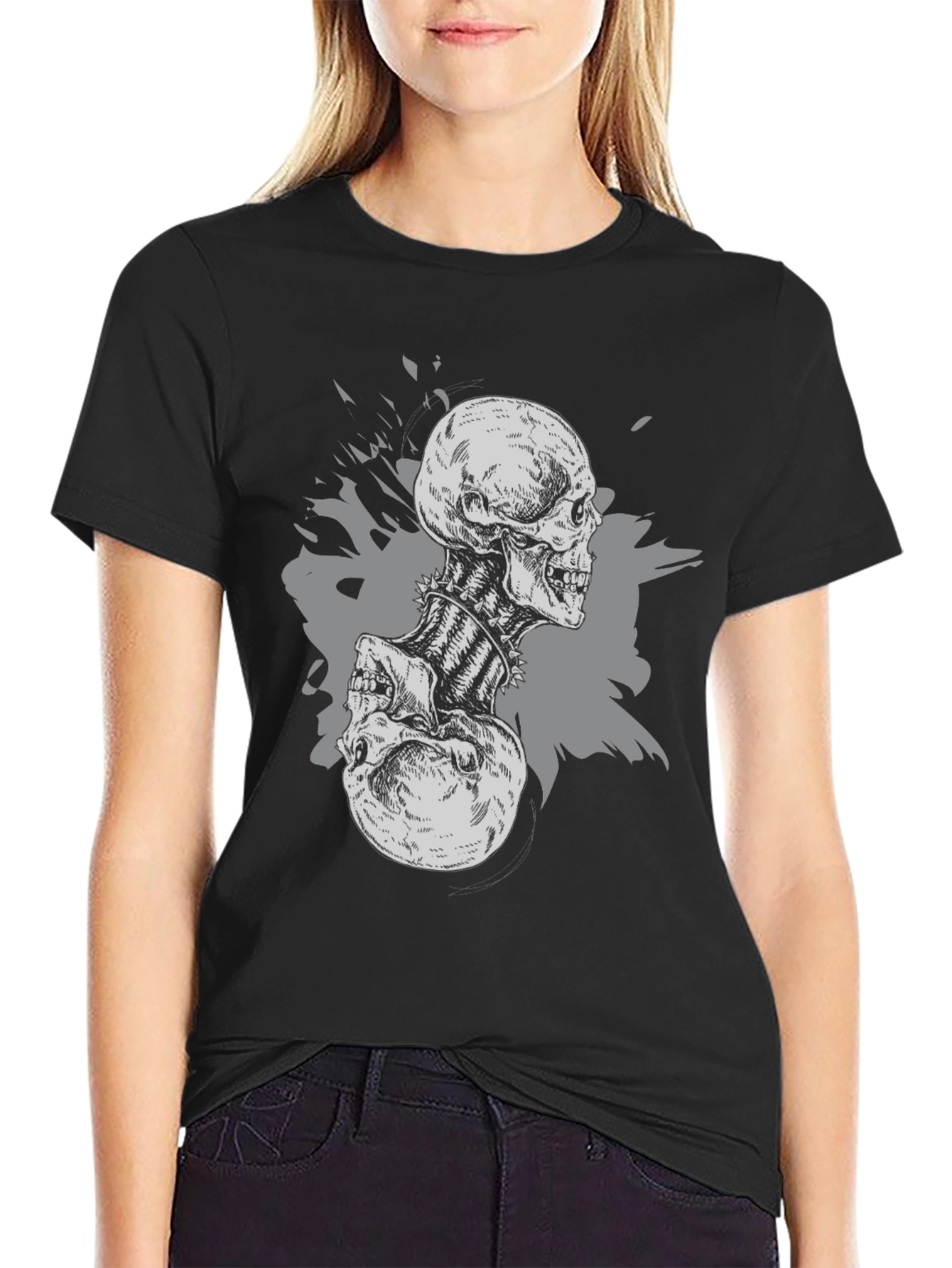 Skull Graphic Print Black T-Shirt