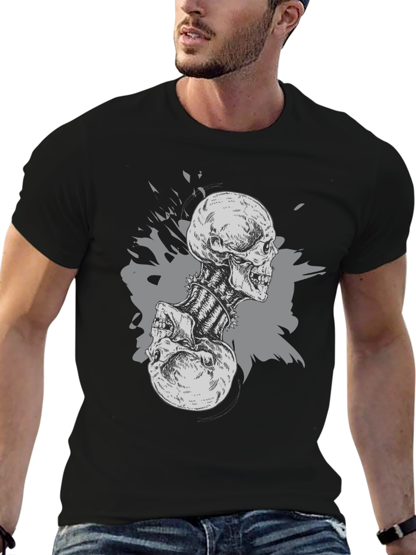 Skull Graphic Print Black T-Shirt