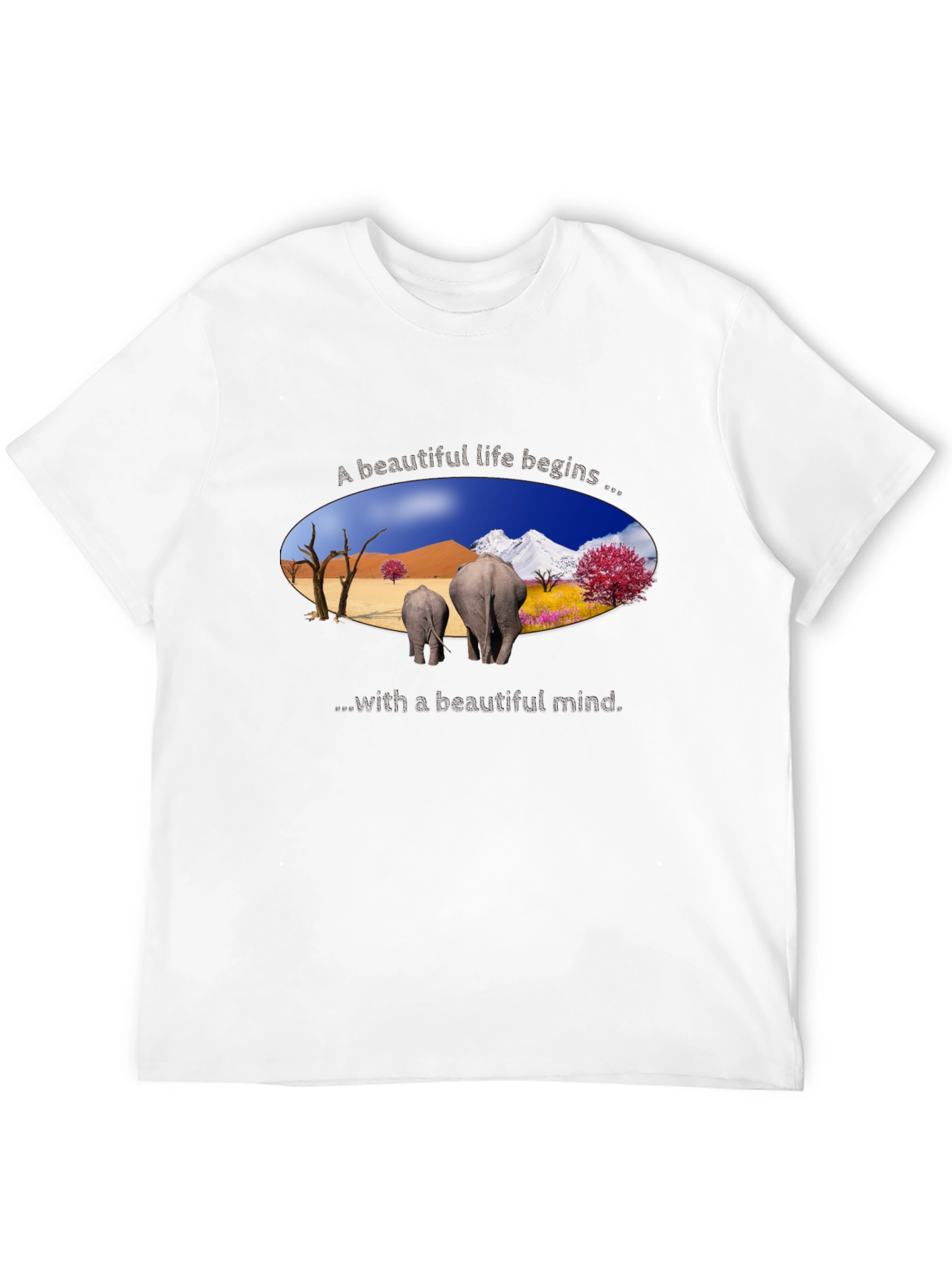 Beautiful Life Elephant Graphic Tee - Black