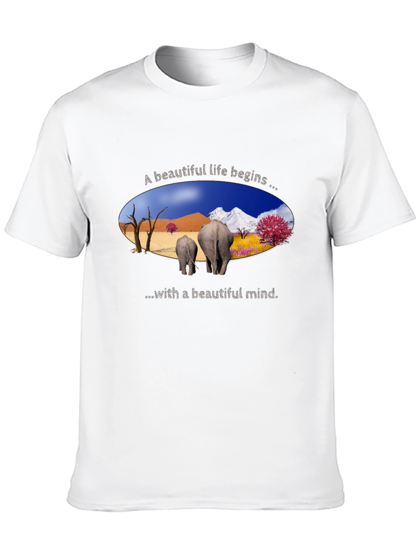 Beautiful Life Elephant Graphic Tee - Black