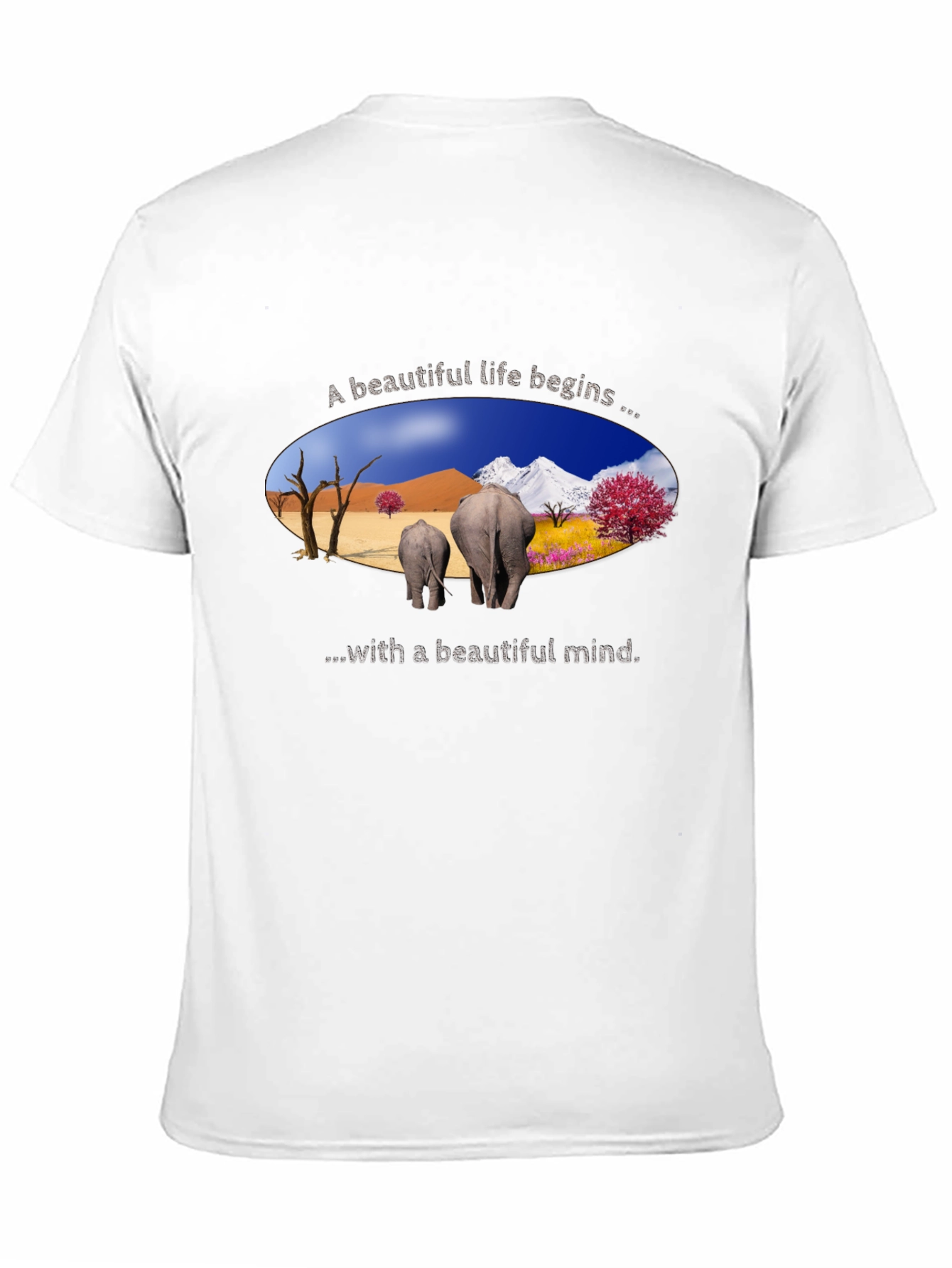 Beautiful Life Elephant Graphic Tee - Black