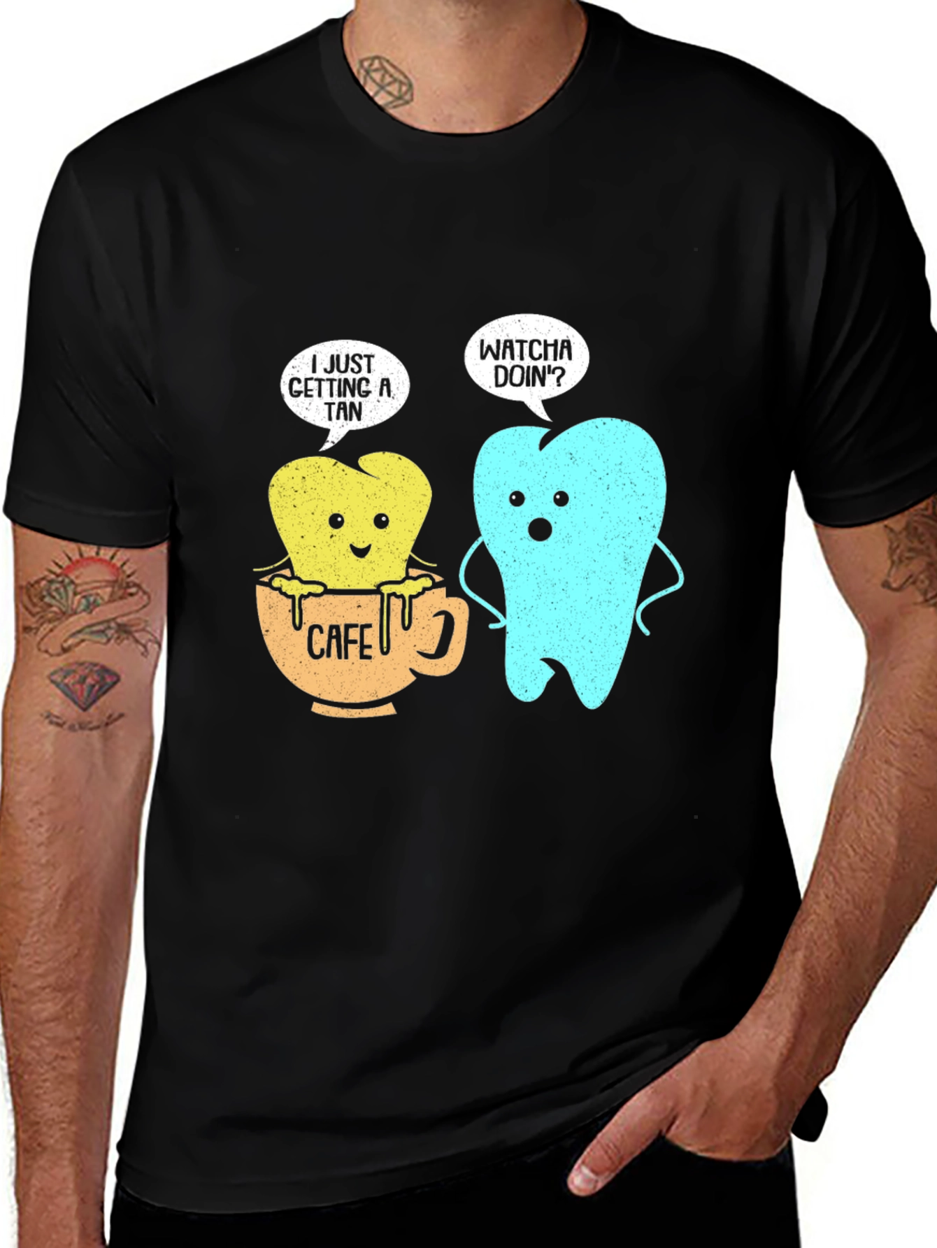 Funny Tooth Cafe Au Tan Graphic T-Shirt