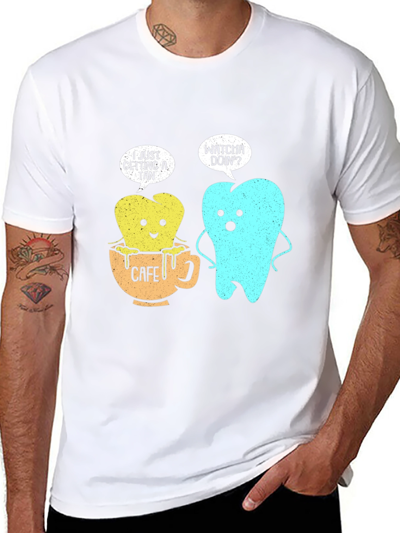 Funny Tooth Cafe Au Tan Graphic T-Shirt